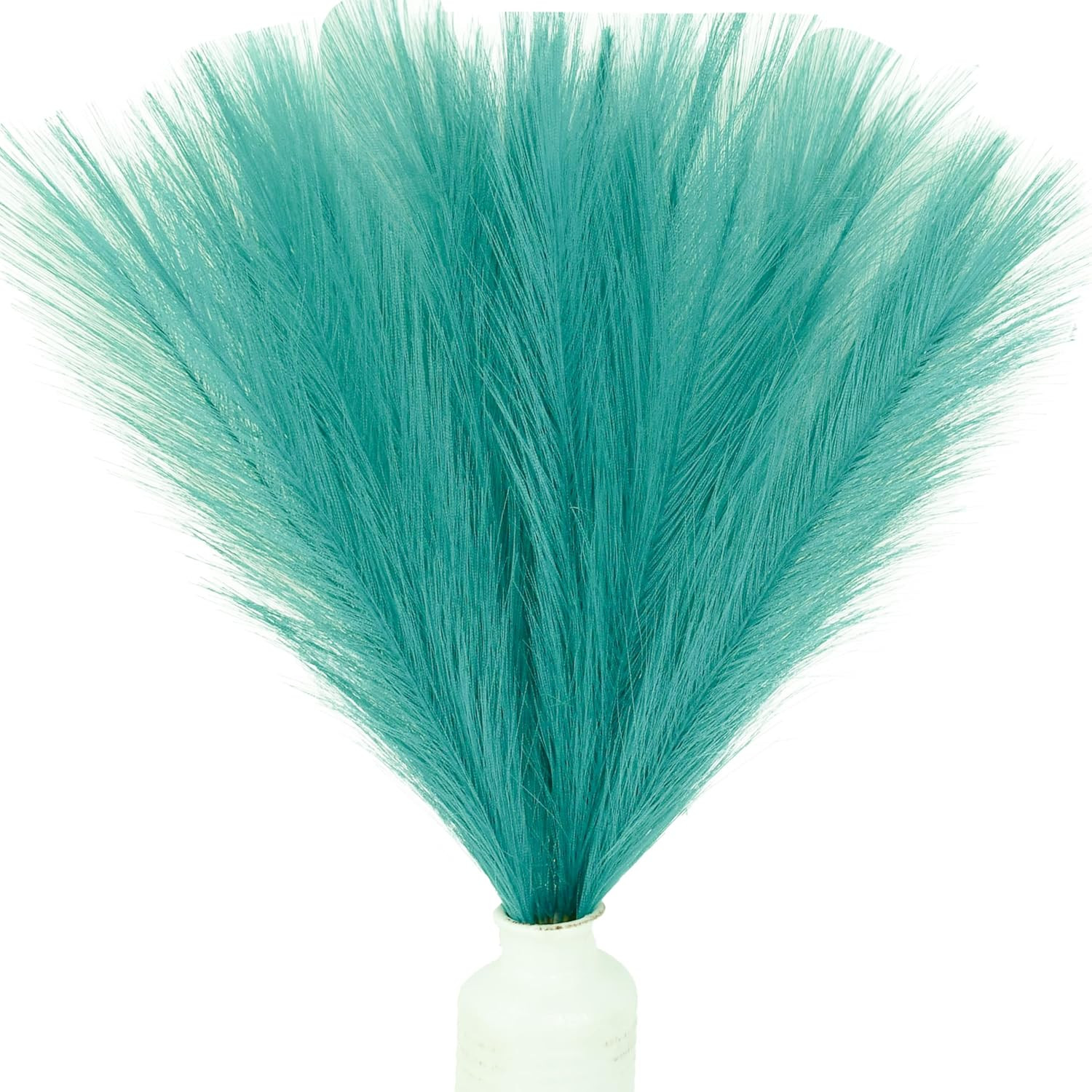20 Stems Teal Silk Pampas Grass Bouquet | 17.7 Inch Fluffy Artificial Pampas wit