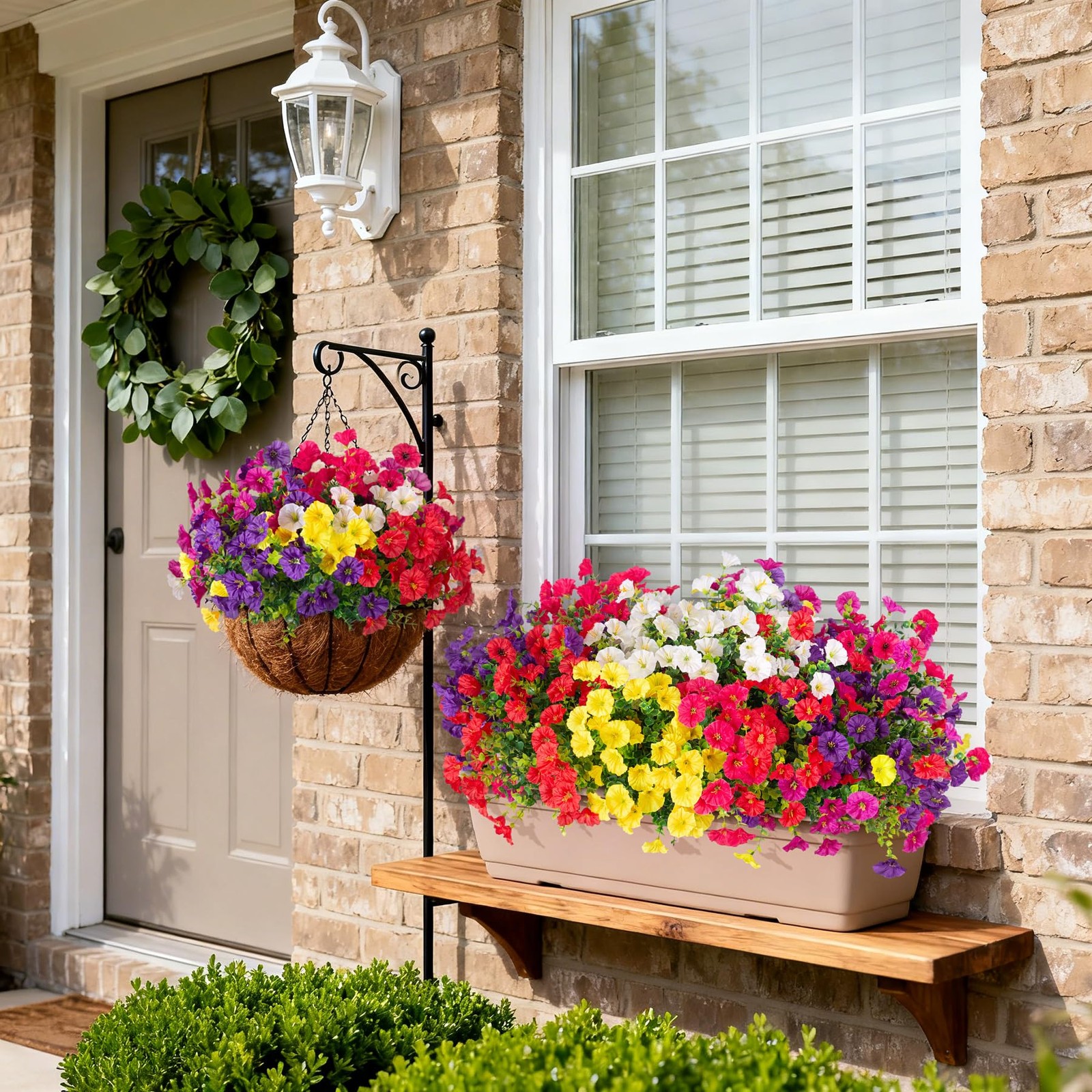 Hrobek Artificial Flowers for Outdoors, 12 Bundles Fake Plastic Petunias Flow…