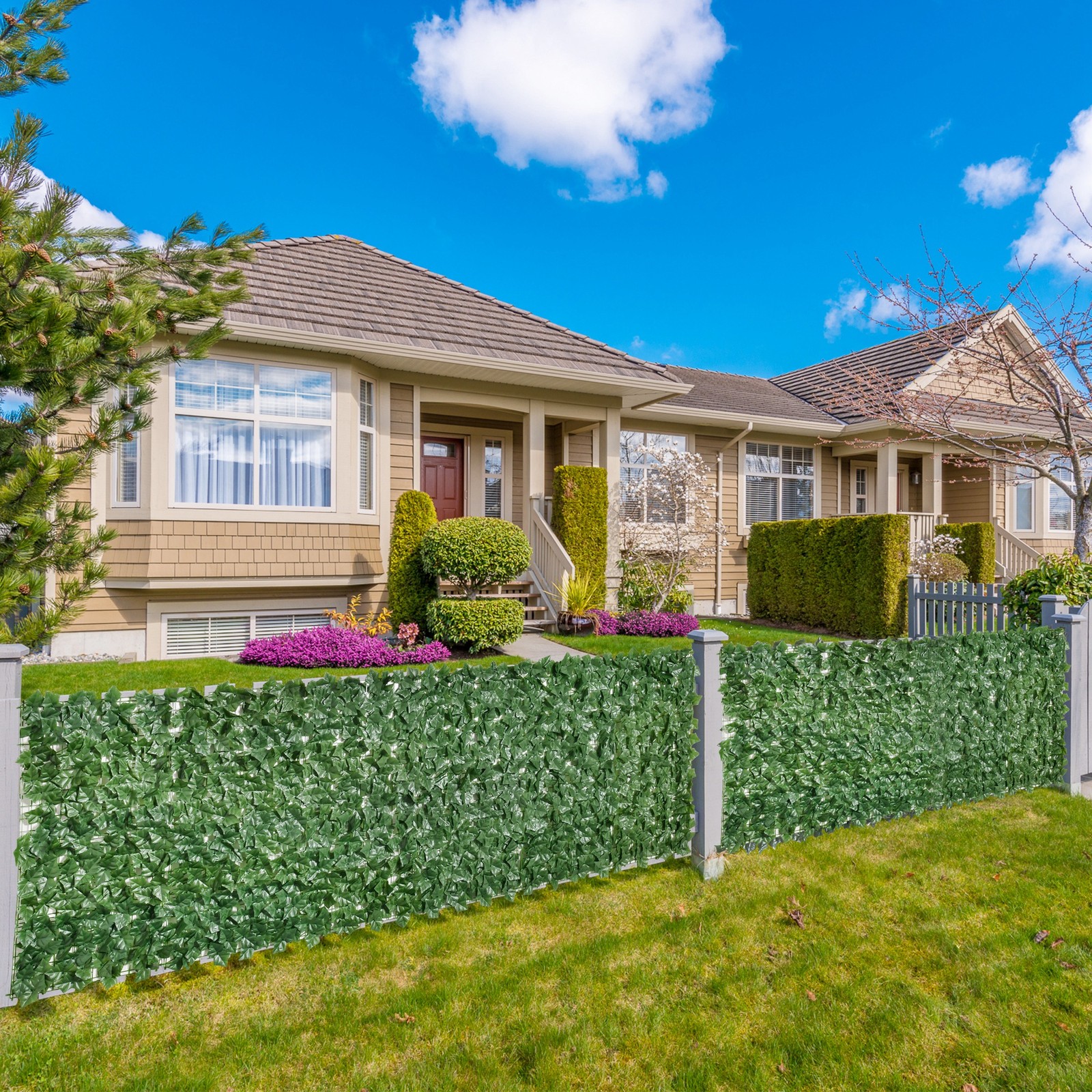 Artificial Ivy Vine Privacy Fence Screen, Faux Hedge Leaf, Outdoor Garden, Porch