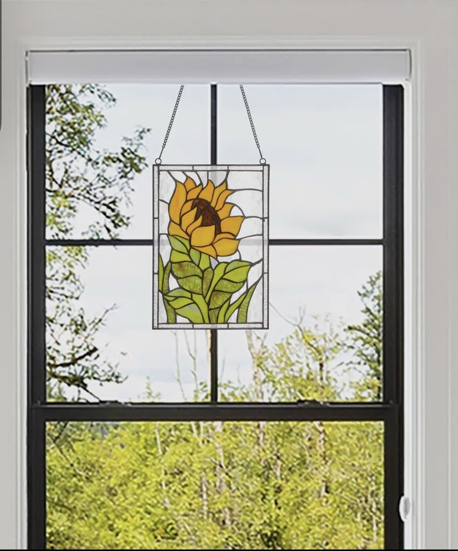 Multicolored Sunflower Stained Glass Window Panel