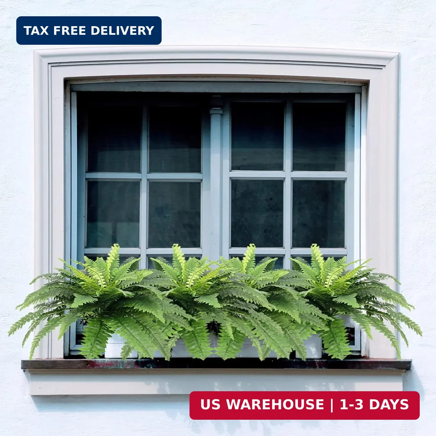 Artificial Ferns for Outdoors, Set of 2 Bouquets 33″ Diam Large Fake Ferns Faux