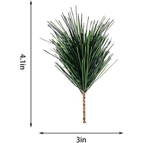 60 PCS Artificial Green Pine Needles Branches- Small Pine Twigs Stems Picks-