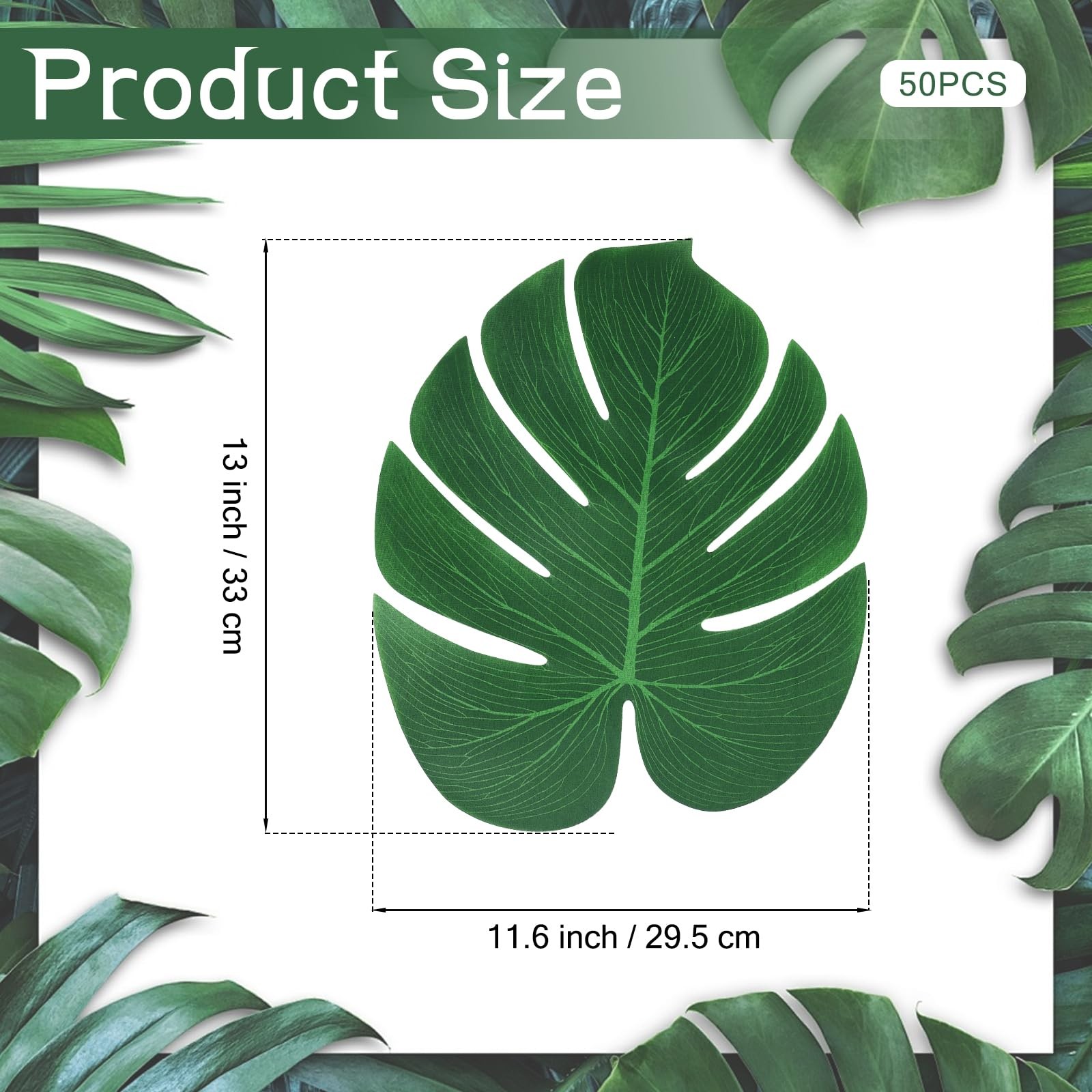 50Pcs Artificial Palm Leaves Large Tropical Monstera Plant Green Faux Safari …