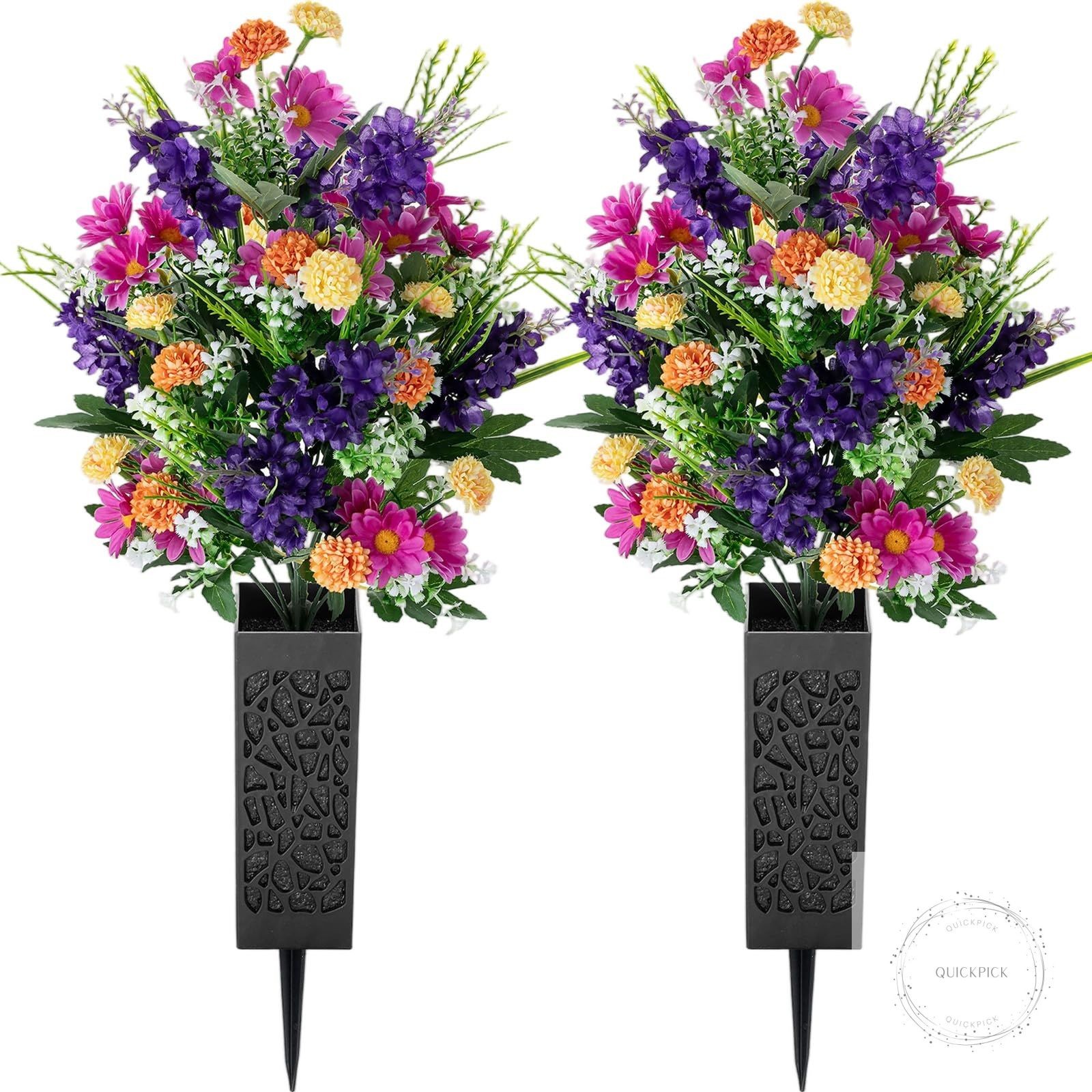Artificial Cemetery Flowers for Grave: Memorial Day Flowers for Cemetery Outdoor