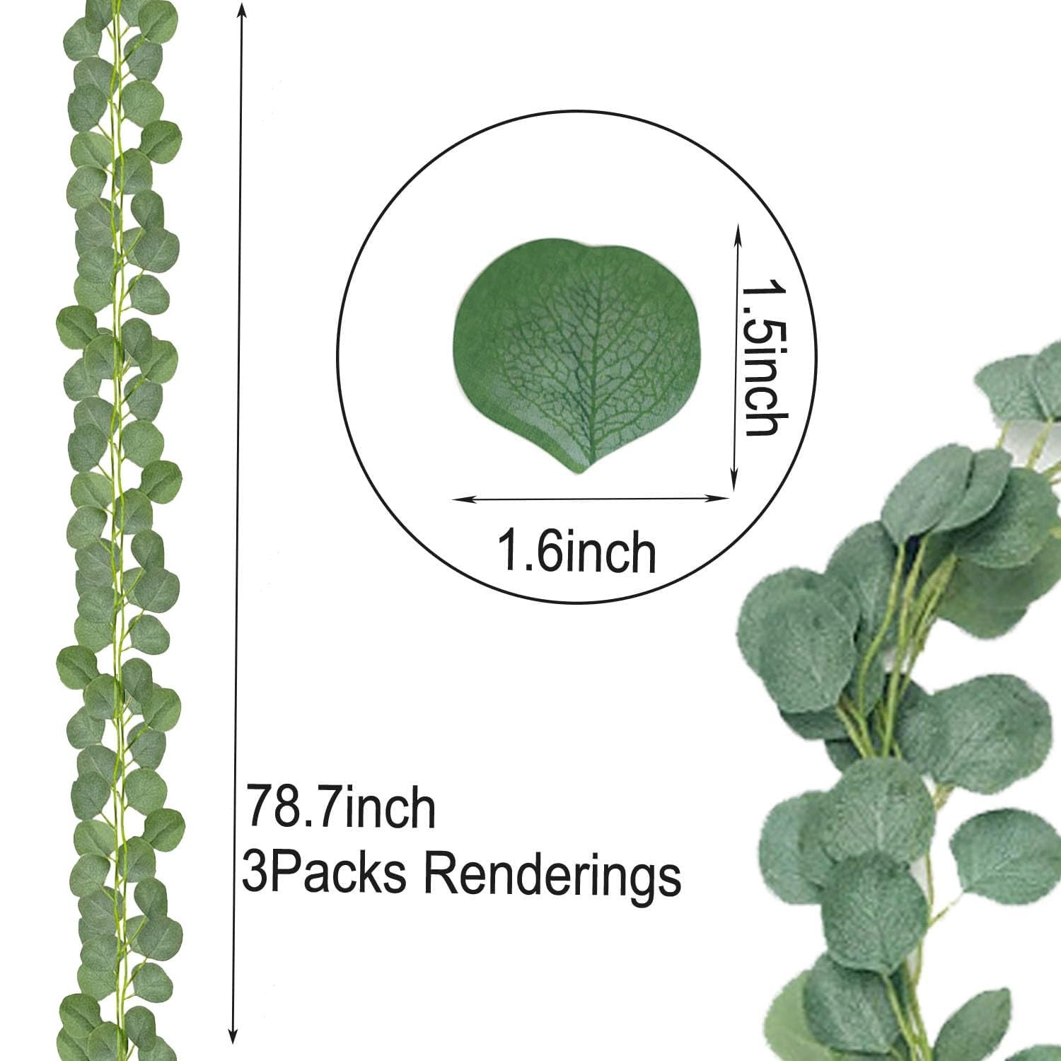 Artificial Eucalyptus Leaves Greenery Garland Wreath Vines for Wedding Party