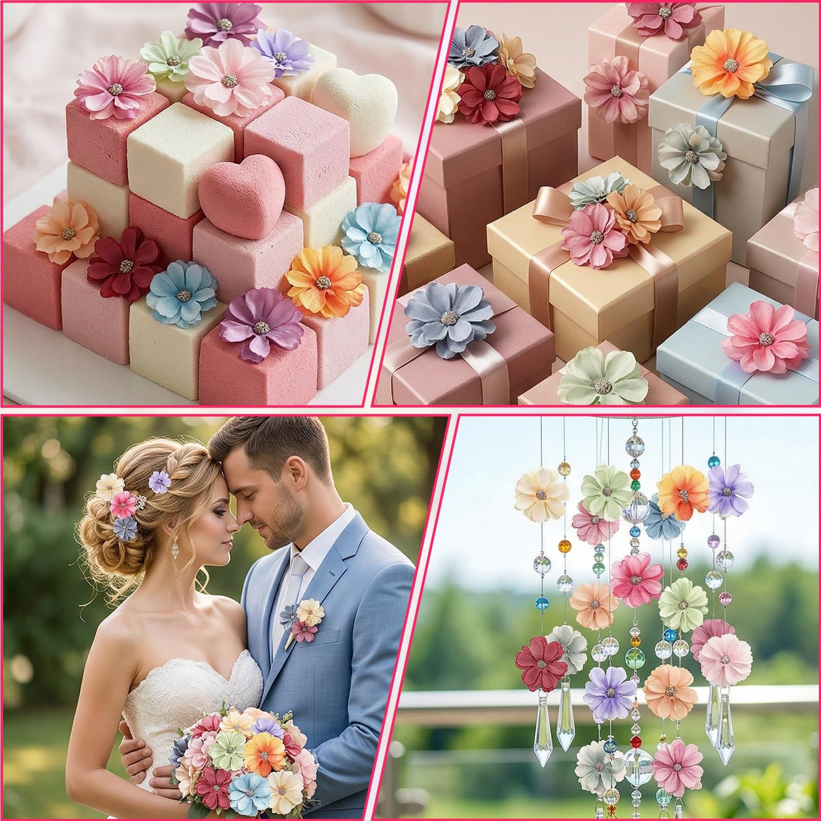 100 Pcs Mini Artificial Flower Heads for Crafts, 2 Inch Small Silk Daisy Flow…