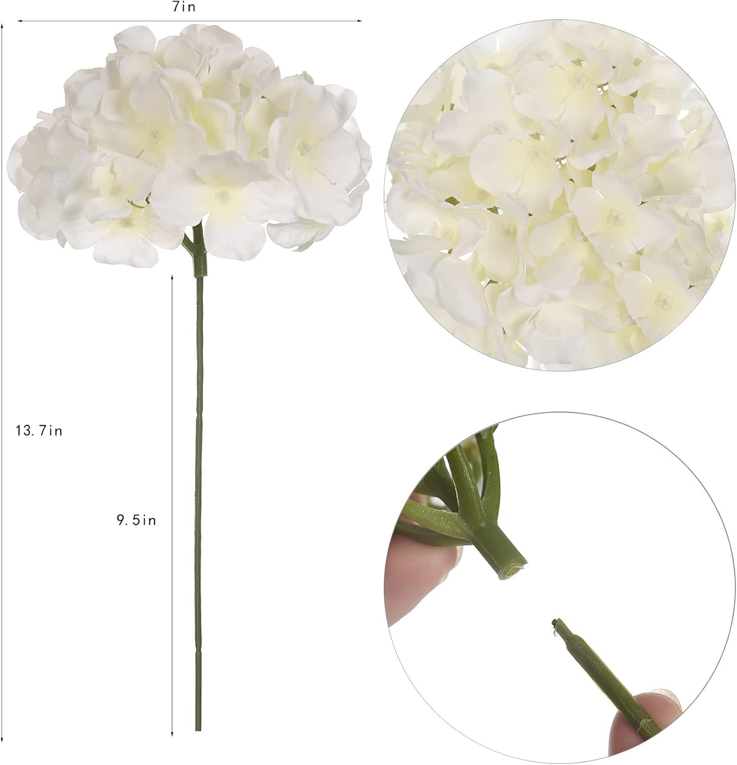 Off White Silk Hydrangea Heads – 10 Pcs Wedding Party Decor