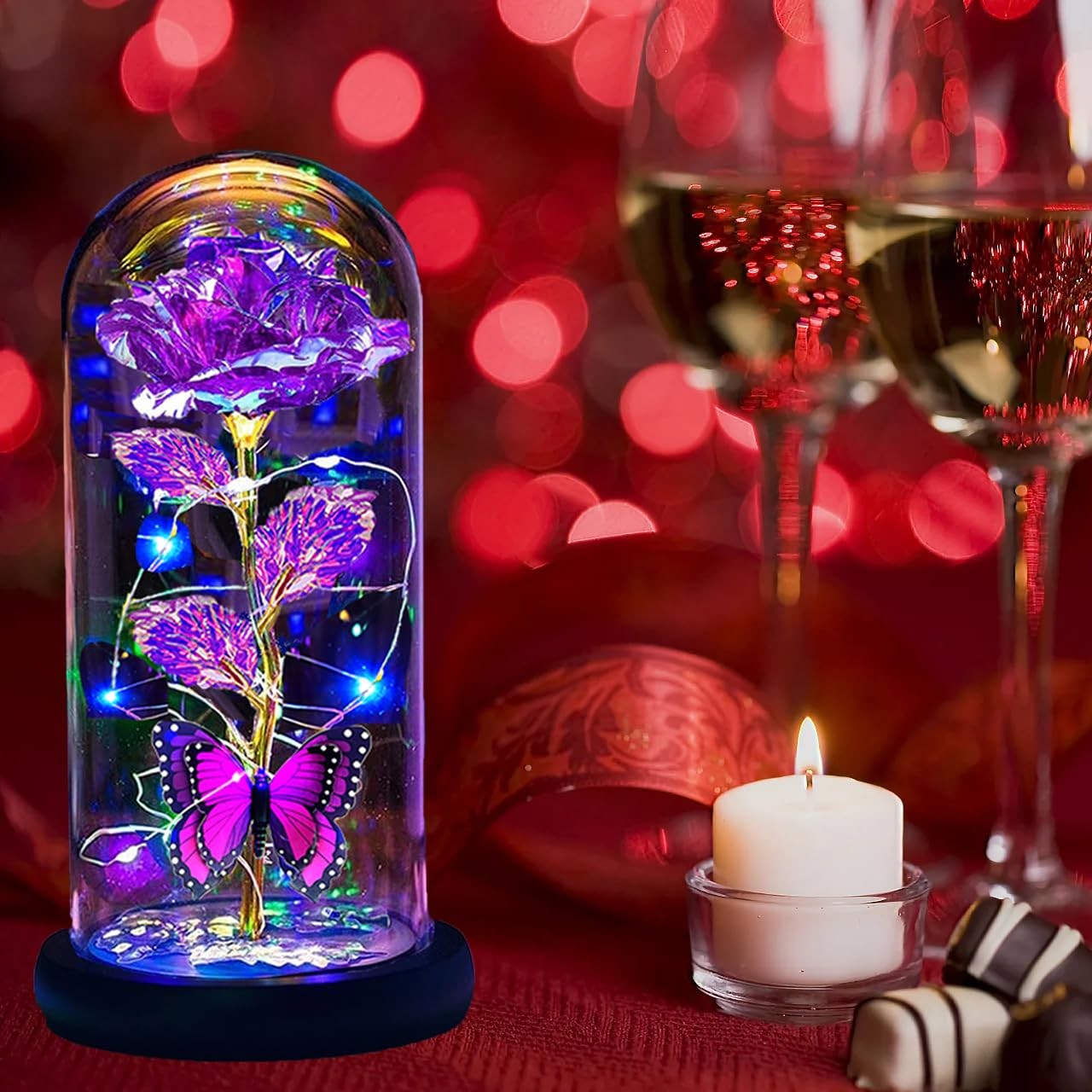 Mothers Day Flowers Gifts for Mom Wife Her Women,Light Up Rose Flower in A Gl…