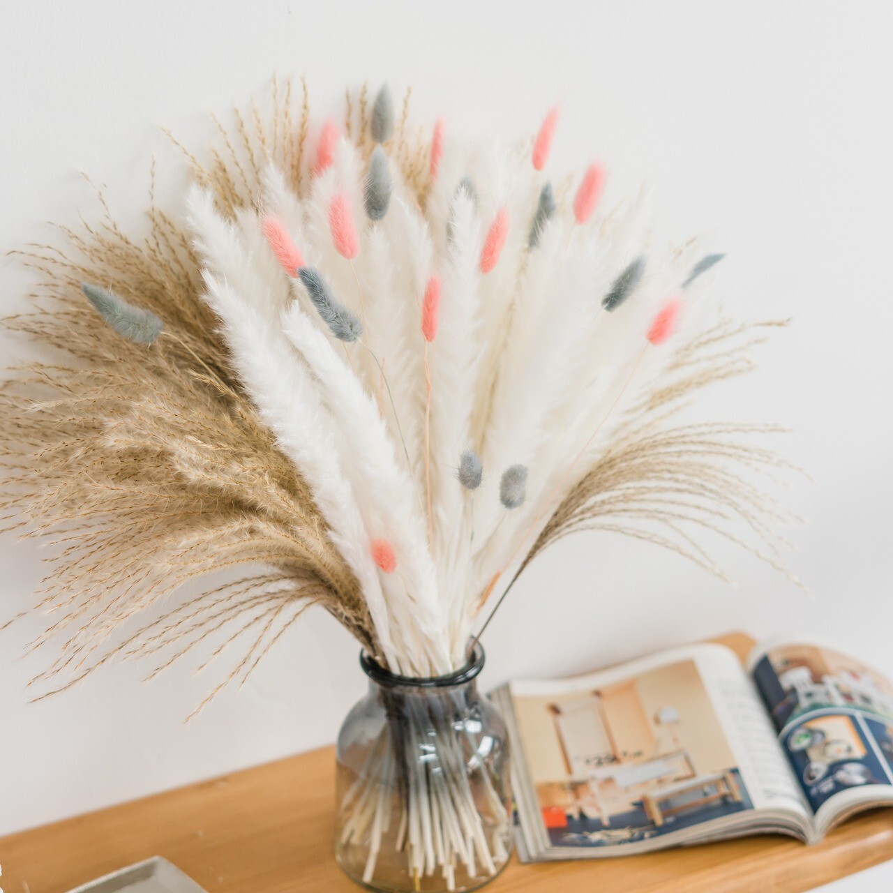 80 Pcs Natural Dried Pampas Grass Decor 17In for Mixed Floral Arrangement