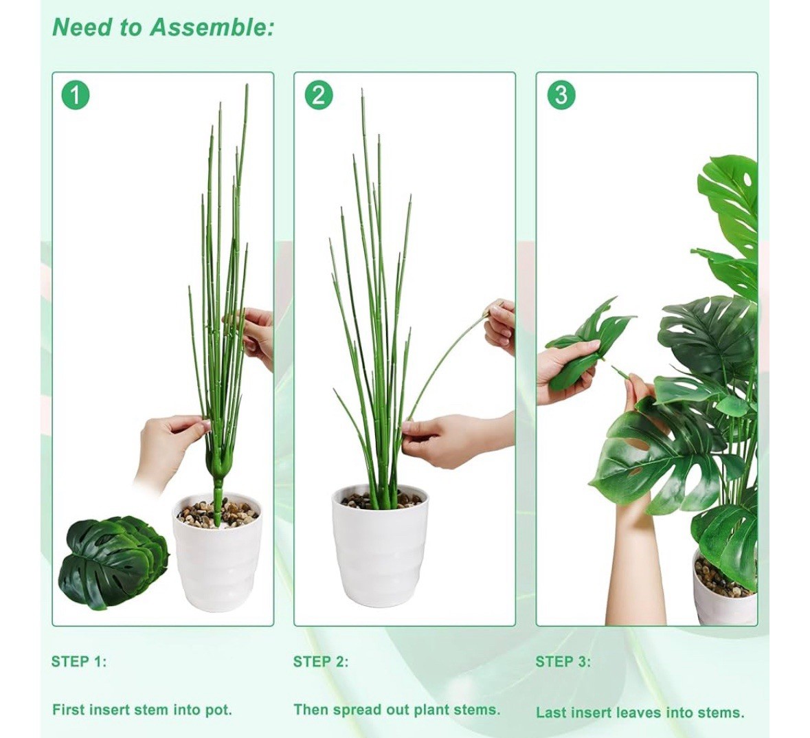 28″ Set of 2 Artificial Monstera Deliciosa Plants In Pot Indoor Faux Plants