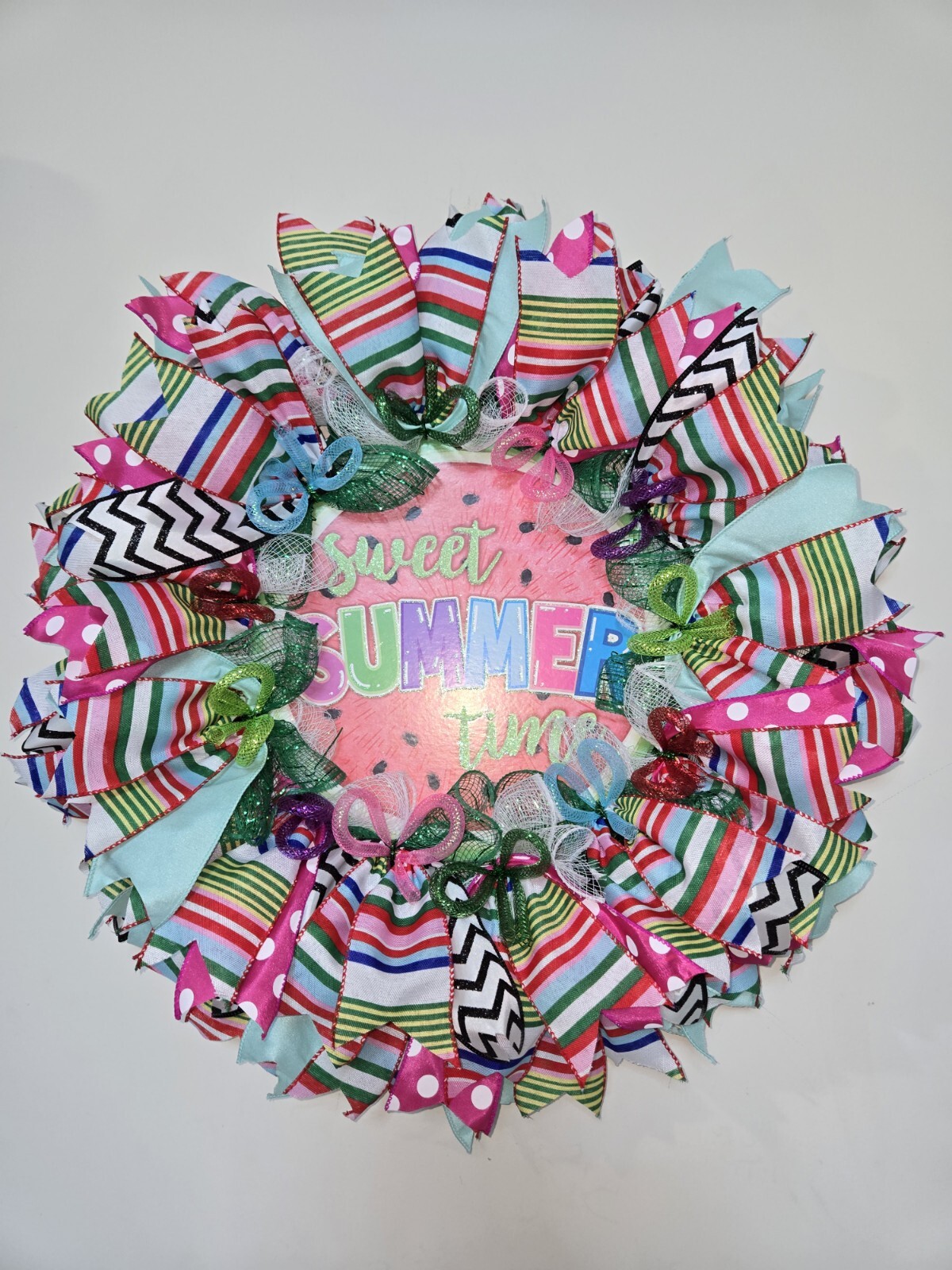 SWEET SUMMER TIME WREATH Spring SUMMER Fall Front Door Wall Decor BIG watermelon