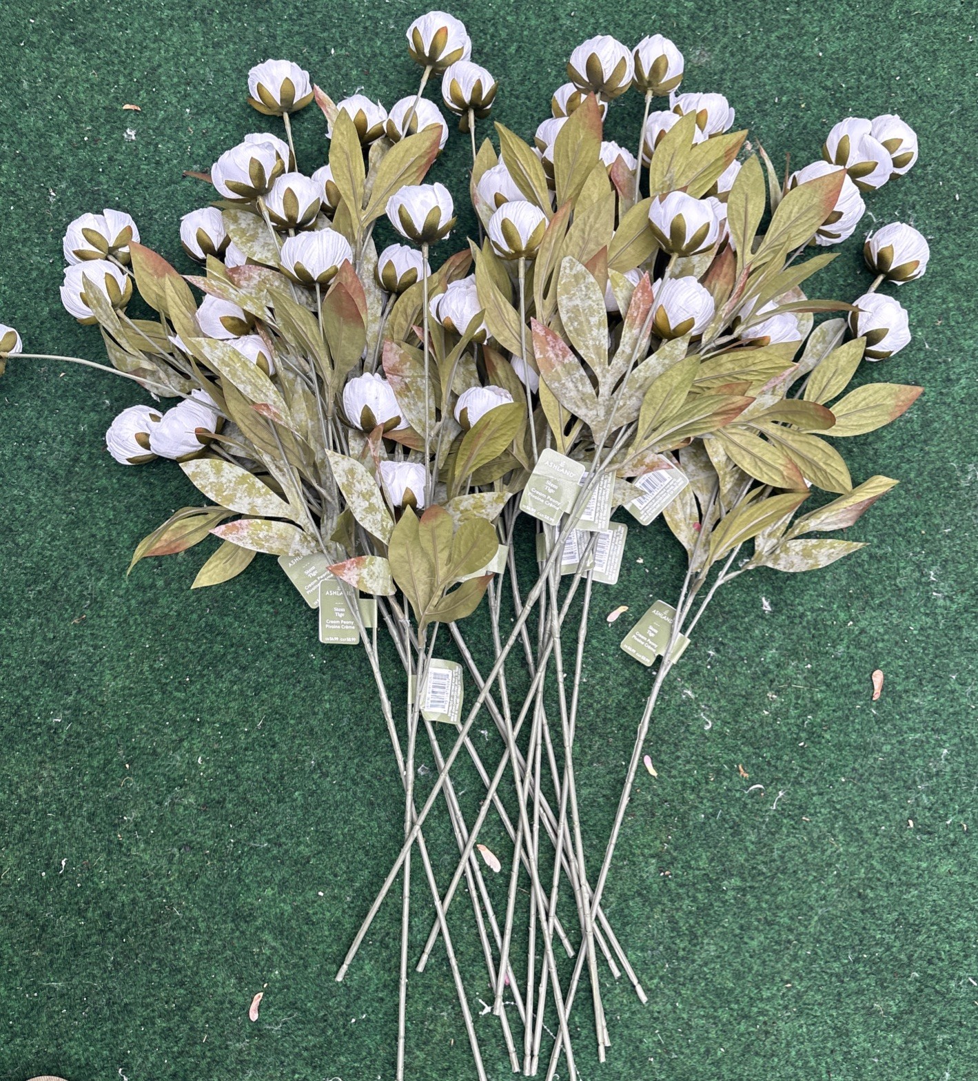 BRAND NEW MICHAELS STORES IVORY PEONY STEMS BY ASHLAND 16 STEMS VIRAL RARE!
