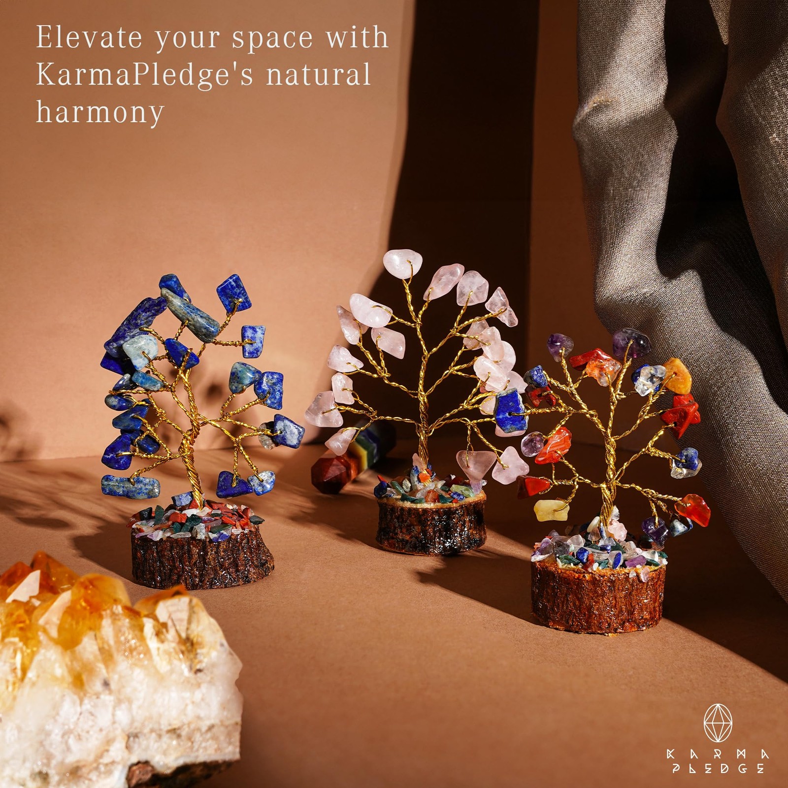 Set of 12 Chakra Healing Crystal Trees for Office Desk Decoration Home Decor