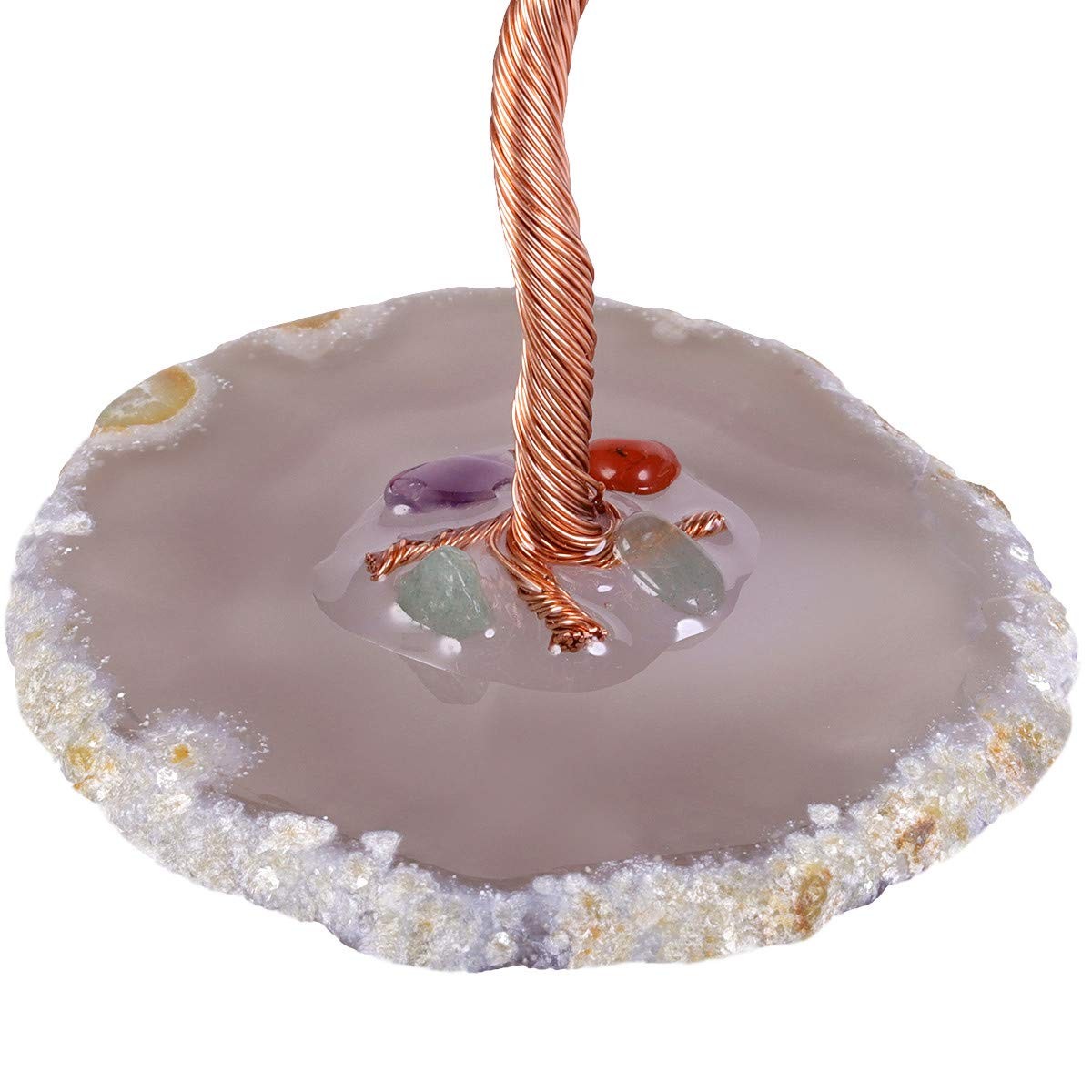 Healing Crystal Money Tree with Agate Slices Base Polishing Tumbled Gemstones…