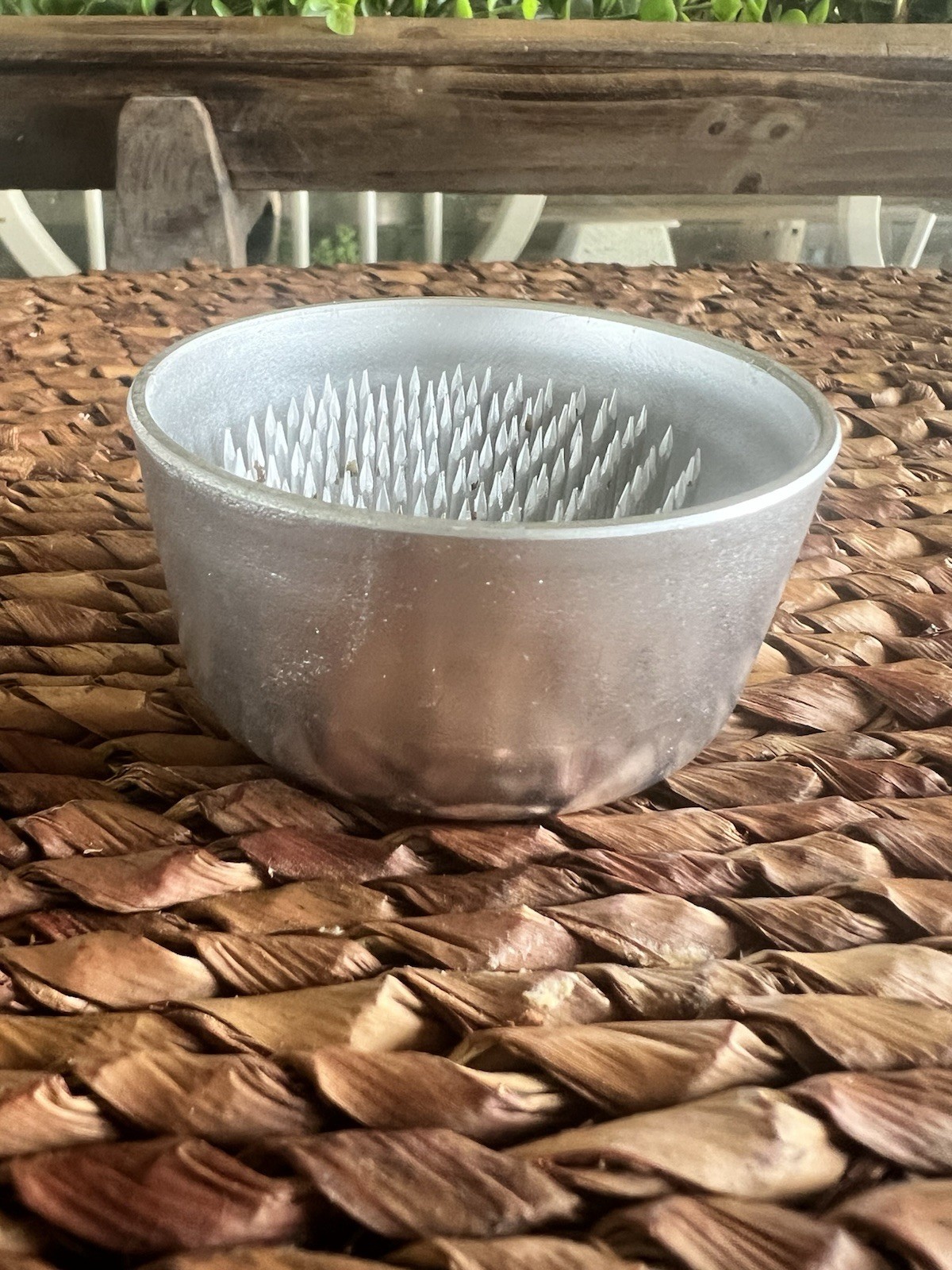 Crate & Barrel Flower Floral Frog 2.5 Inch Round Spiked Aluminum Flower arenger
