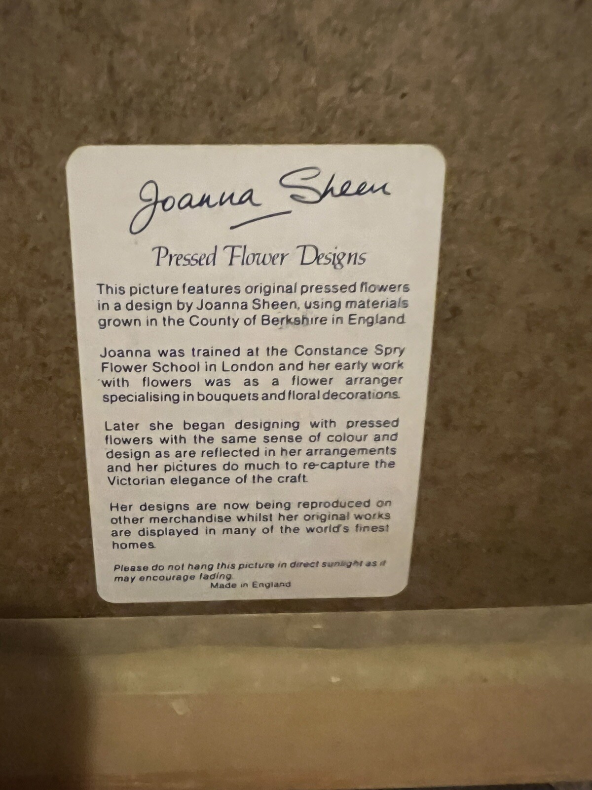 Joanna Sheer Pressed Flower Design Art Piece