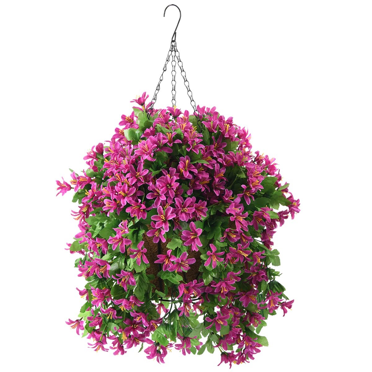 INQCMY Artificial Hanging Flowers in Basket for Spring Summer Outdoor Porch Deco