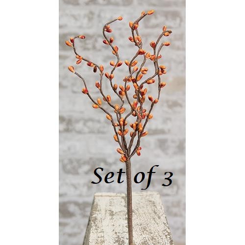 NEW PRIMITIVE Pip Berry Picks Stems 12″T MUSTARD Set of 3 Crafts FALL RUSTIC