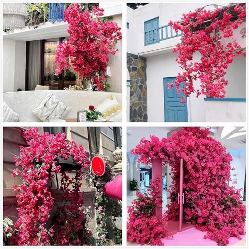 16 Pack Silk Bougainvillea Flower Stems – Fuchsia Long Branches for Home Wedding