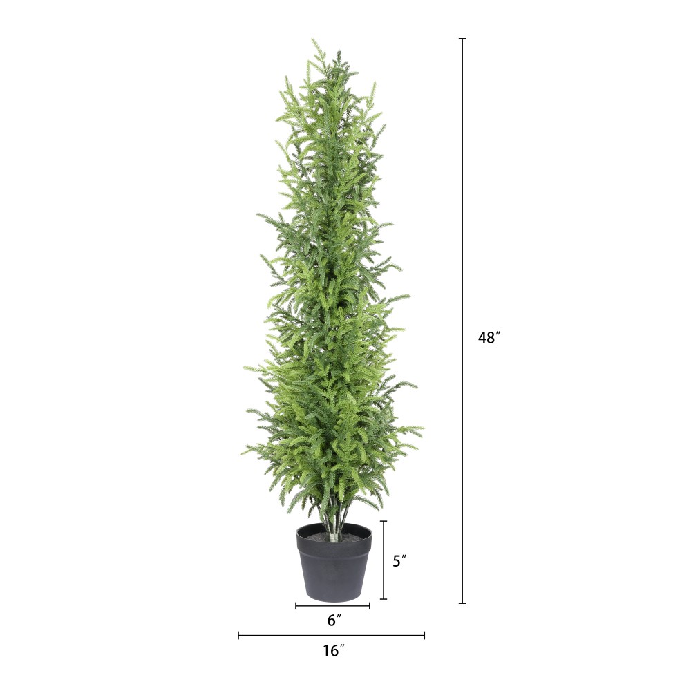 4′ Artificial Real Touch Pine Tree in Black Plastic Pot, 2pc/set