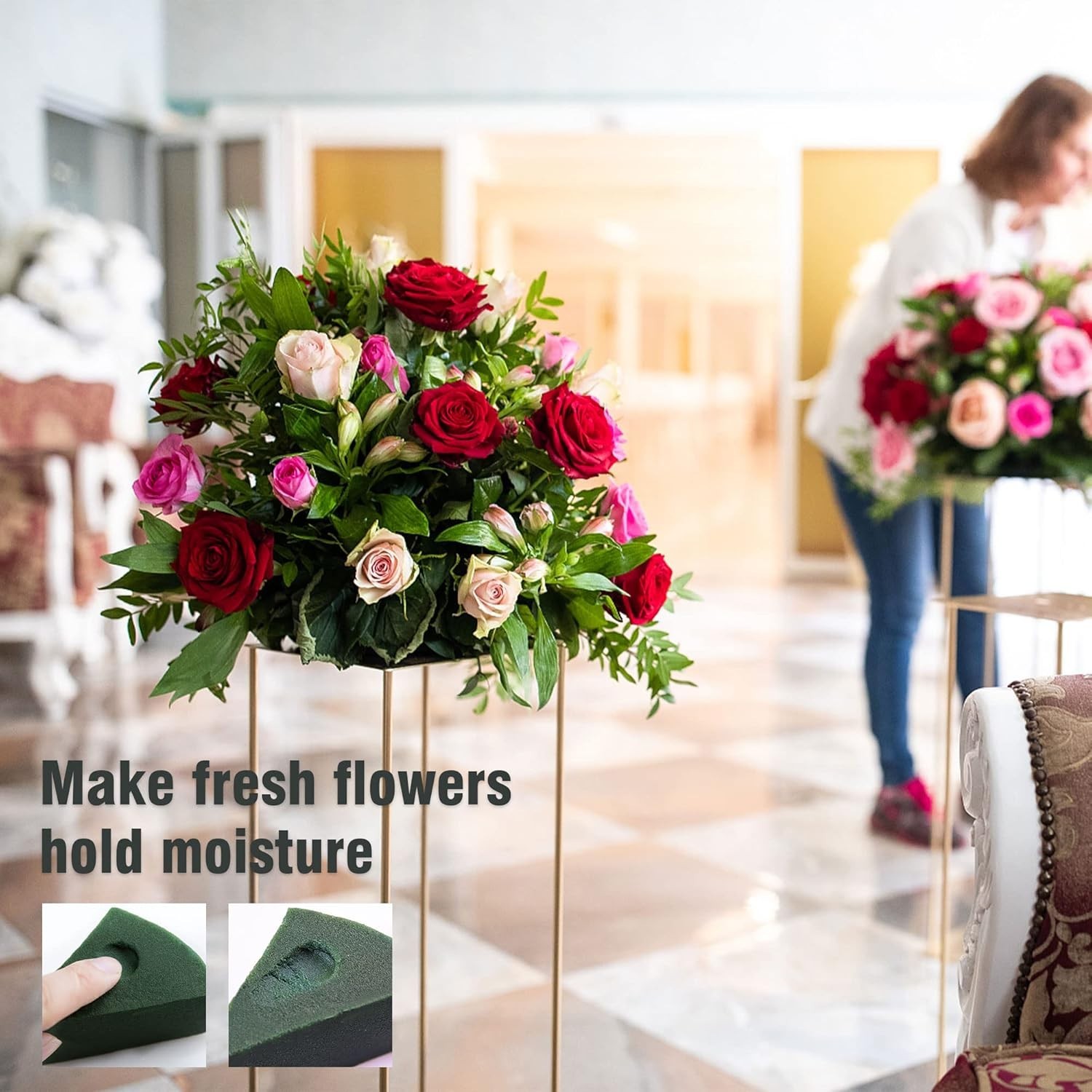 Pack of 2 Large Size Floral Foam Blocks for Fresh and Artificial Flowers 9” L…
