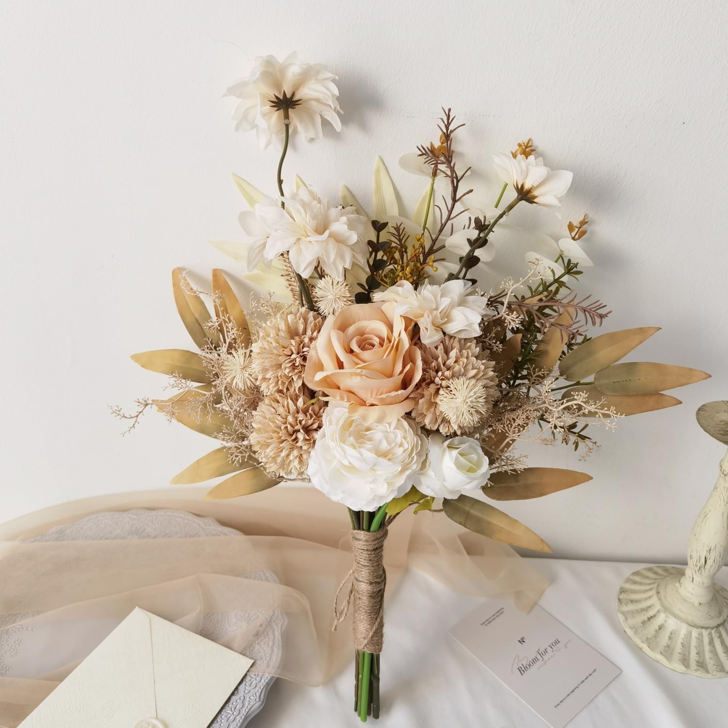 Artificial Fall Rose Flowers Bouquet Home Wedding Decorations Brown