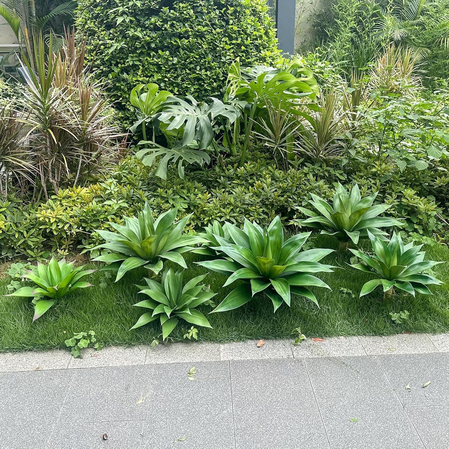 Large UV Resistant Fake Agave Plants for Indoor Outdoor Decor 28 Inch 2 Pack