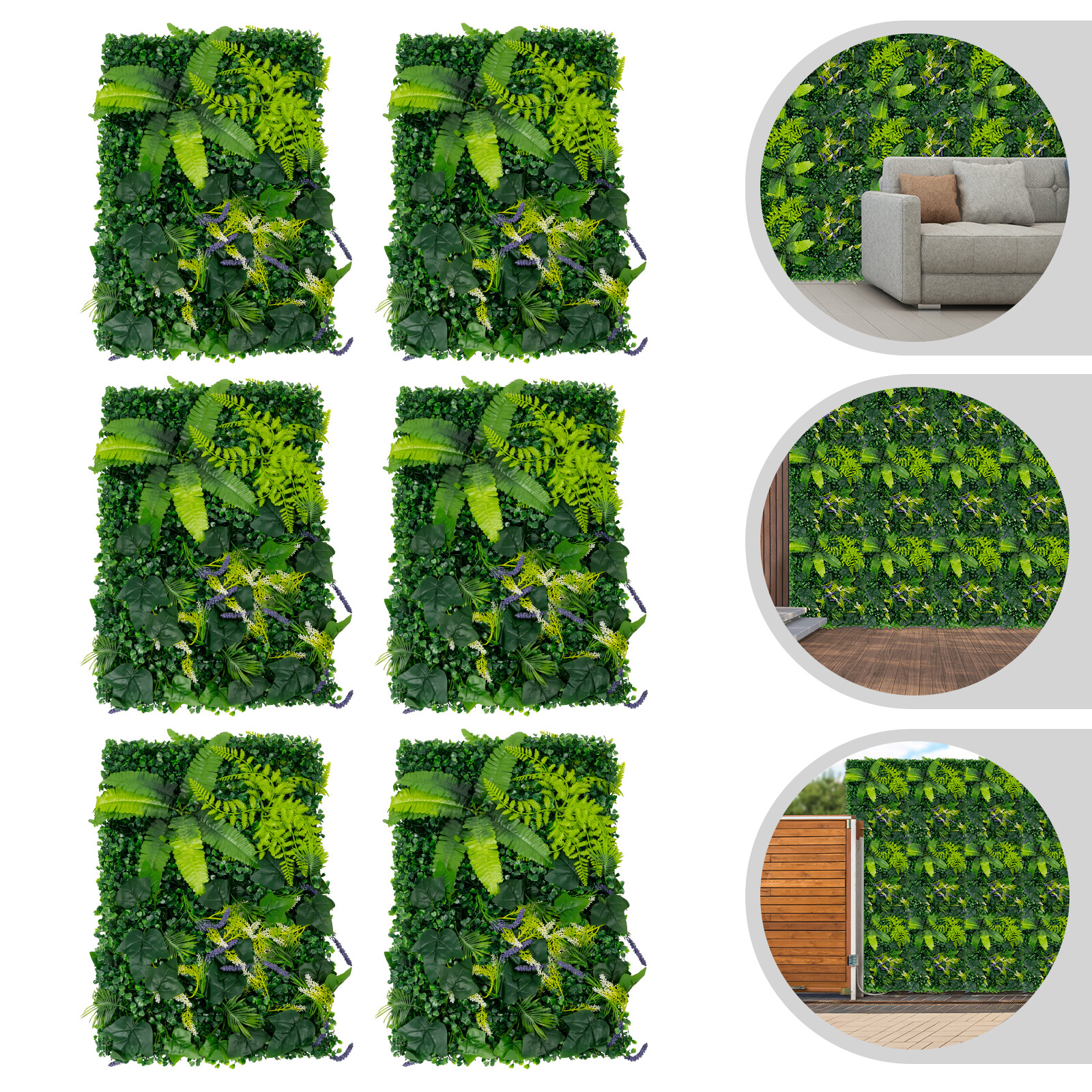 6pcs 60*40cm Artificial Plant Foliage Hedge Grass Mat Greenery Wall Fence Panel