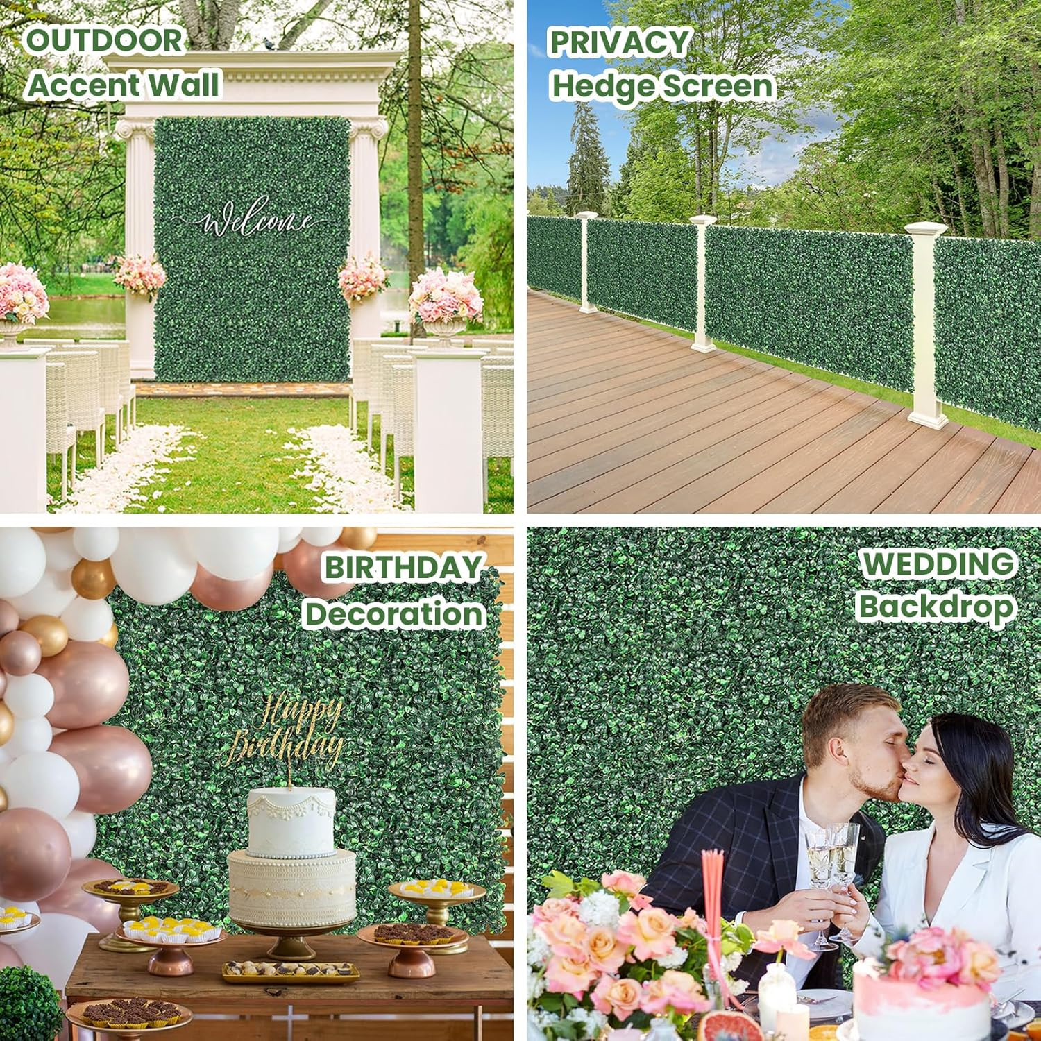 12PCS UV-Protected Boxwood Topiary Hedge for Indoor/Outdoor Privacy Decor