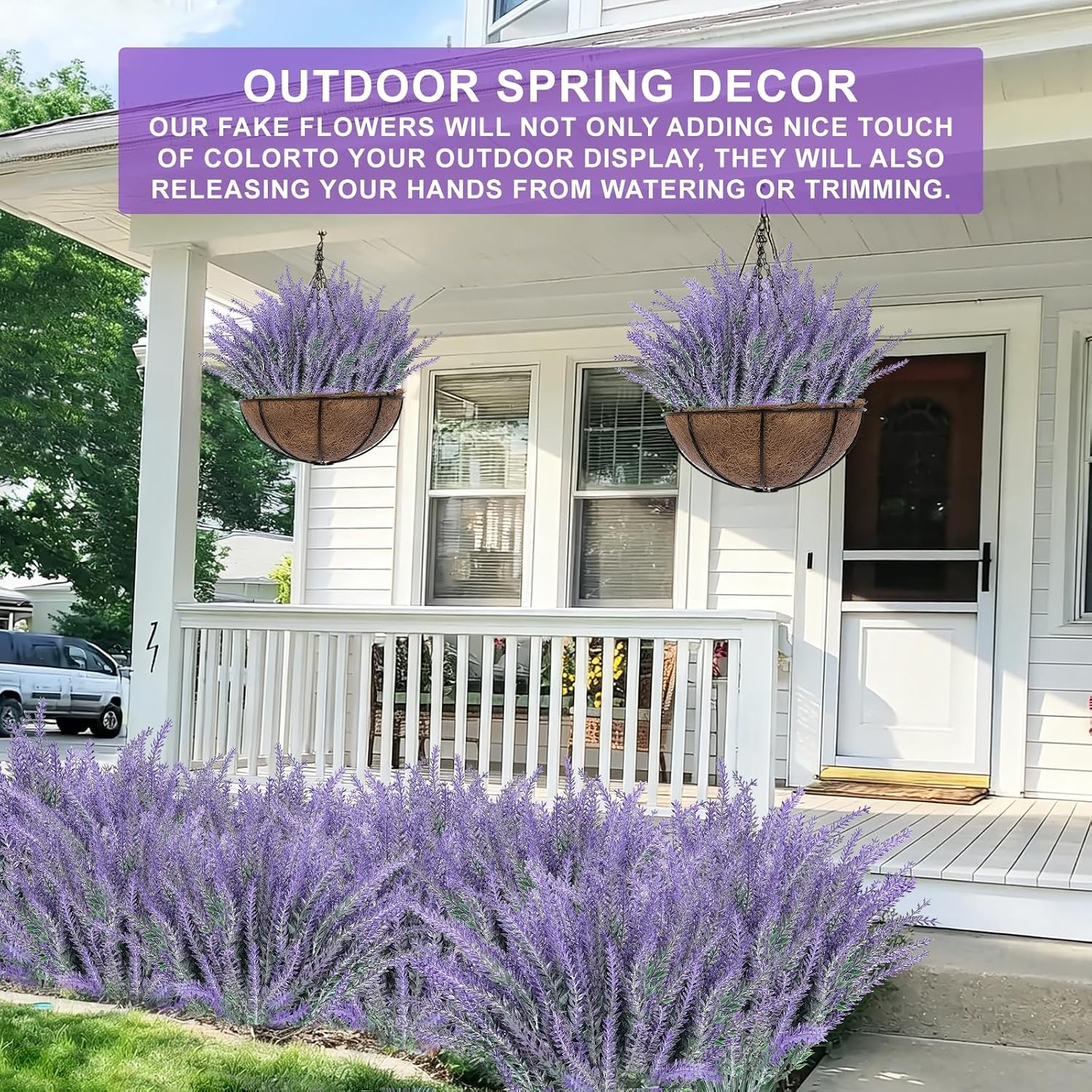 20 Bundles Artificial Lavender Flowers for Outdoors Summer Decor,UV Resistant
