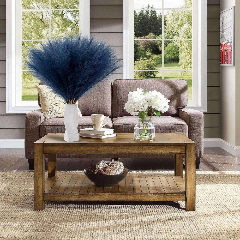 2.52 In. Navy Blue Artificial Plant Extra Full Faux Pampas Grass 30 Pack Fluffy