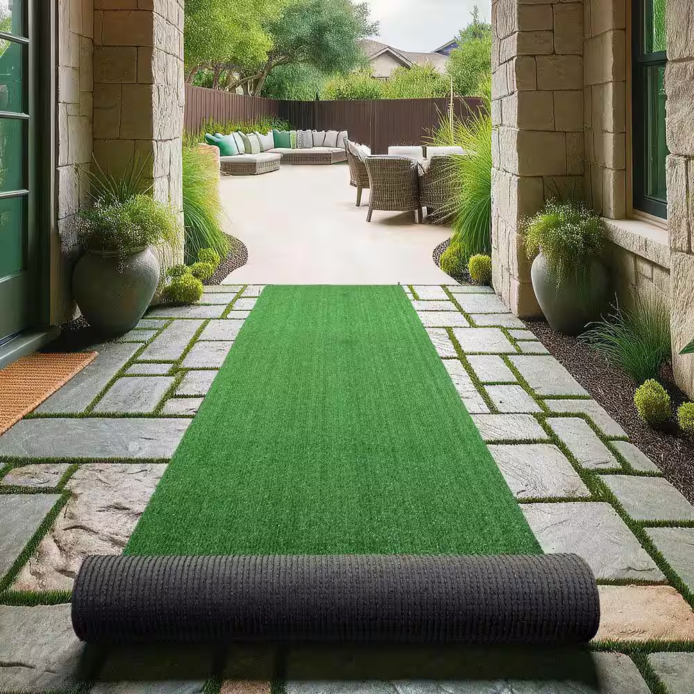 Green 3 Ft. X 30 Ft. Meadowland Collection Waterproof Solid Artificial Grass Run