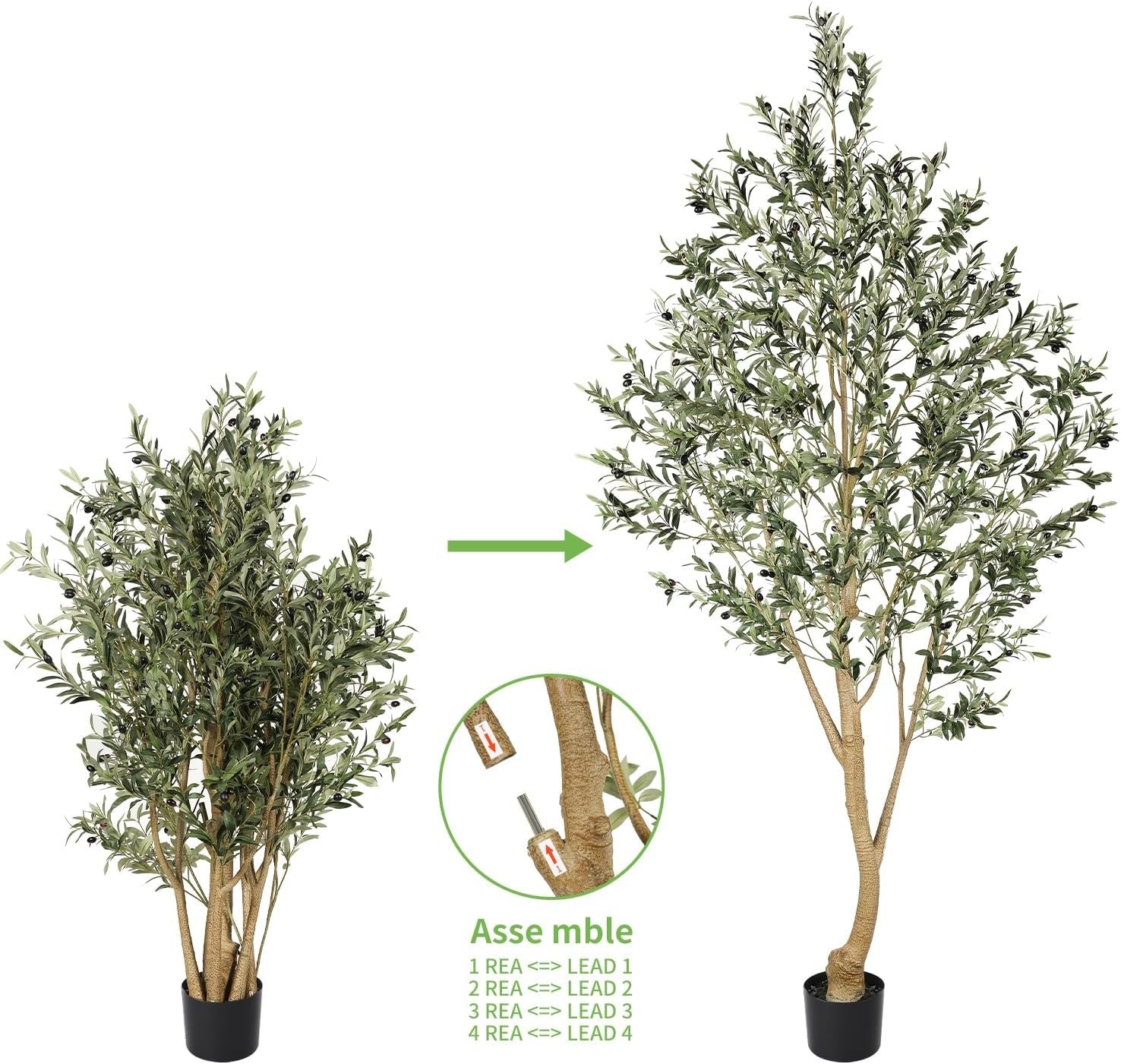 Lifelike 9ft Silk Olive Tree with Bendable Branches – Perfect for Home or Office