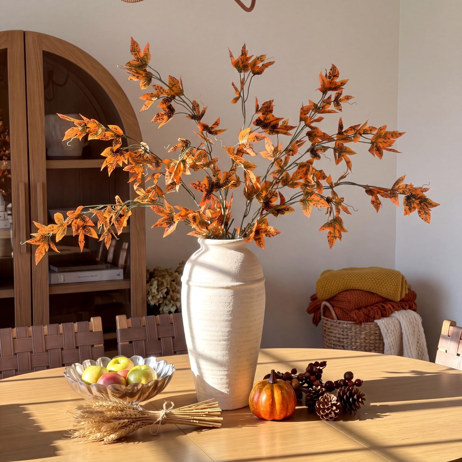 6 Pcs Fall Stems Artificial Grape Ivy Leaves Branch 39.37 Inch Faux Fall Foli…