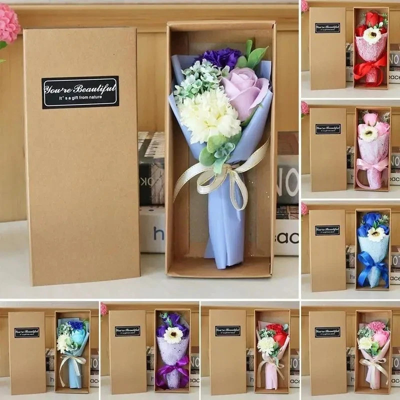 Scented Soap Flower Bouquet with Gift Box for Valentine’s Day Wedding Decor
