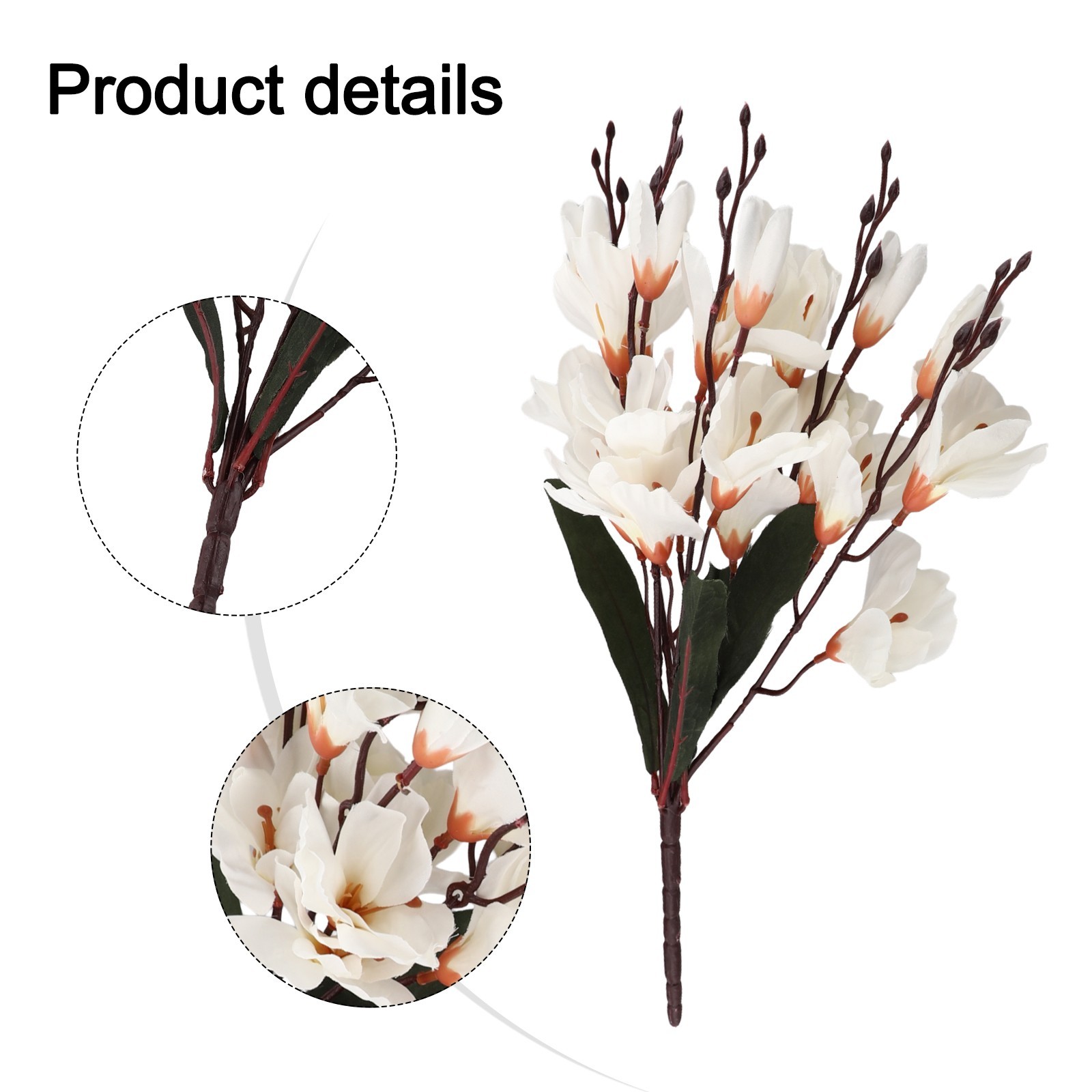 Artificial Magnolia Flower Bouquet 5 Prongs 20 Heads Beauty that Lasts