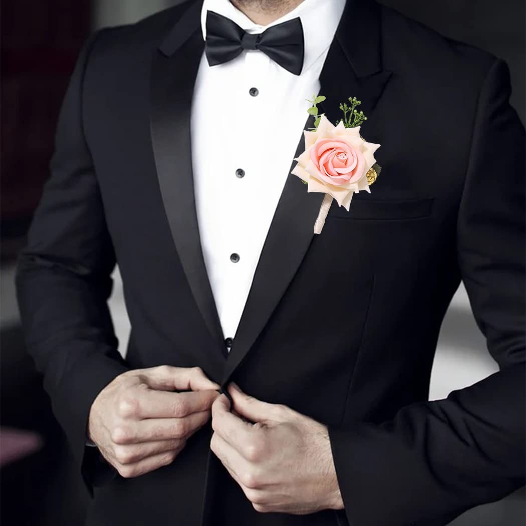 Wedding Boutonniere Groom Flower Buttonholes for Groomsmen Prom Party Suit