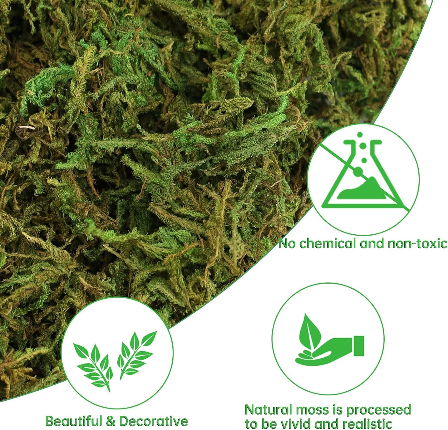 35 OZ Large Capacity Artificial Moss for Potted Plants,Natural Fake Moss Grass..