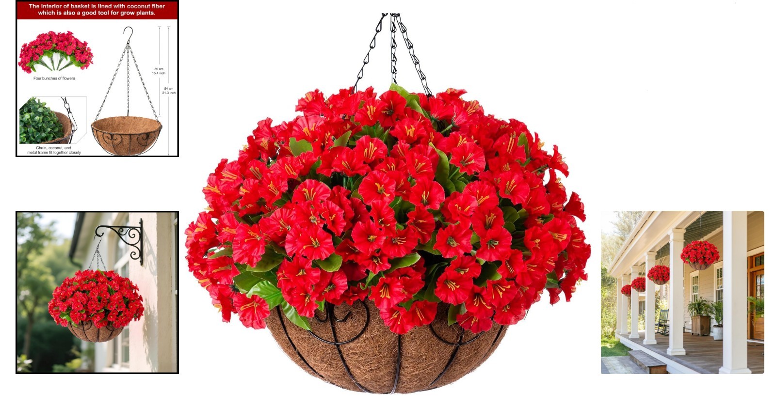 Self-Assembled Artificial Flower Basket – Perfect for Patio and Garden Decor
