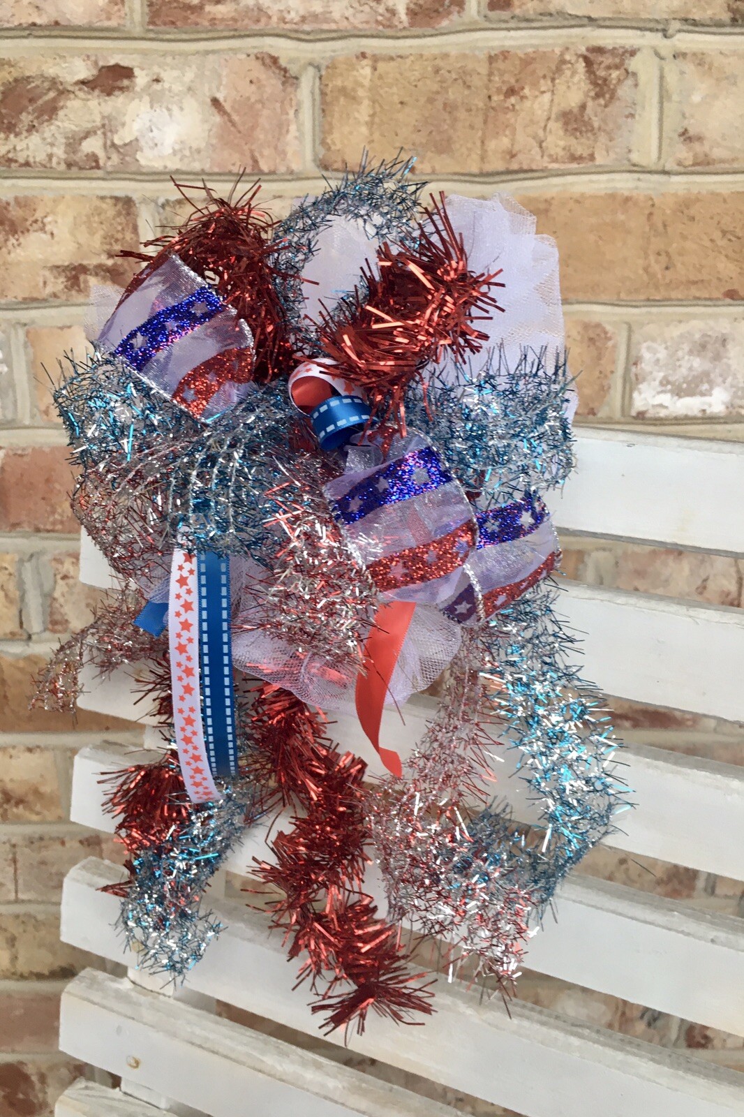 American / 4th Of July Bow For Wreath , Lantern Or Any Decor / Handmade