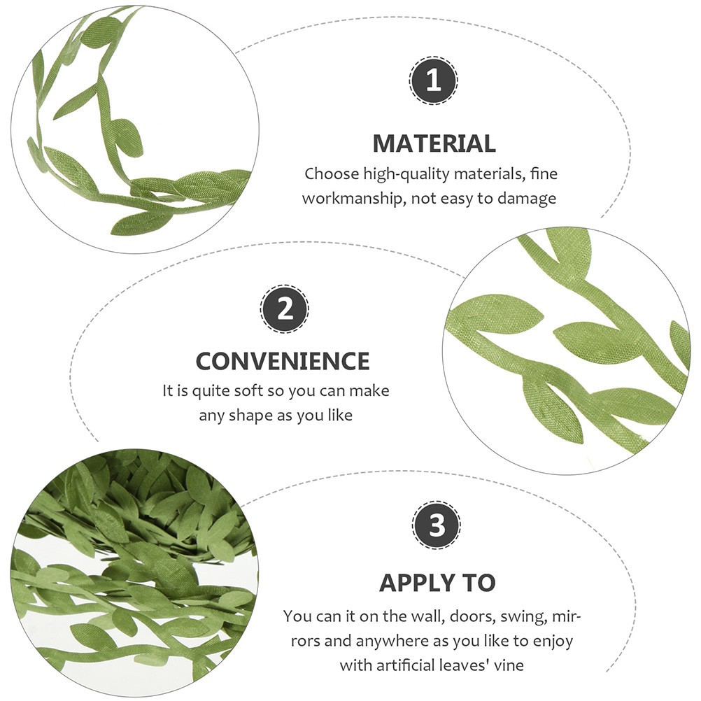 1Pc Simulation Rattan Adornment Green Leaf Garland for Holiday and Home Decor