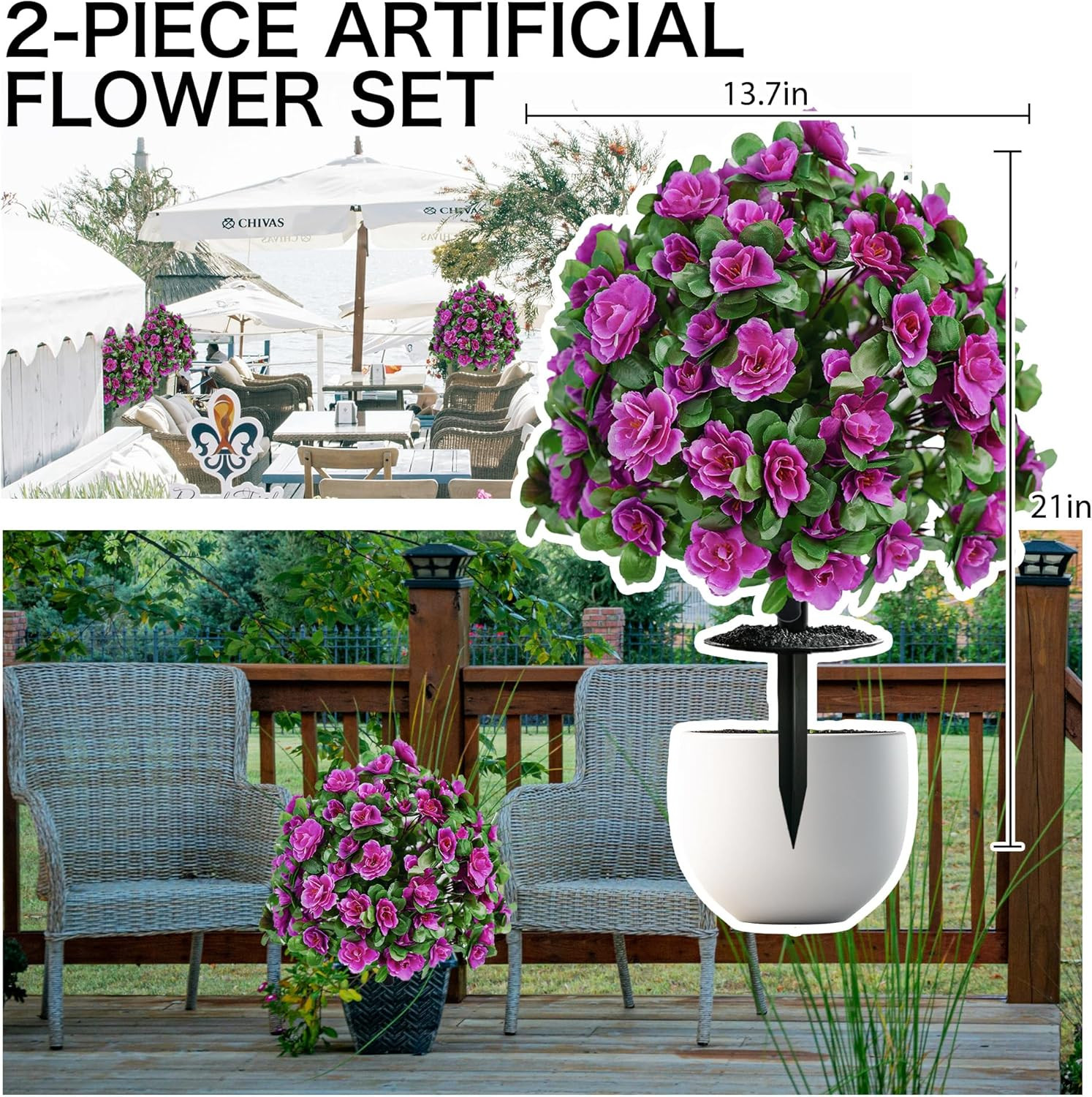 Artificial Flowers for Outdoors, Faux Outdoor Plants Fake Plants Topiary Balls A