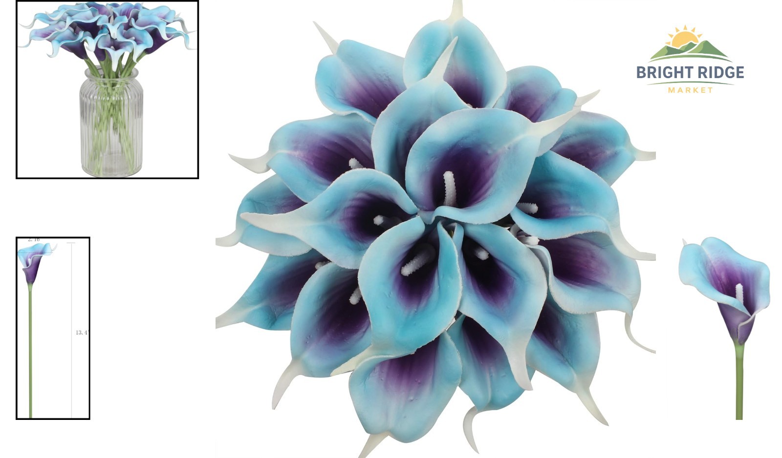 20pcs Artificial Calla Lily Flowers for Weddings and Parties in Purple Blue