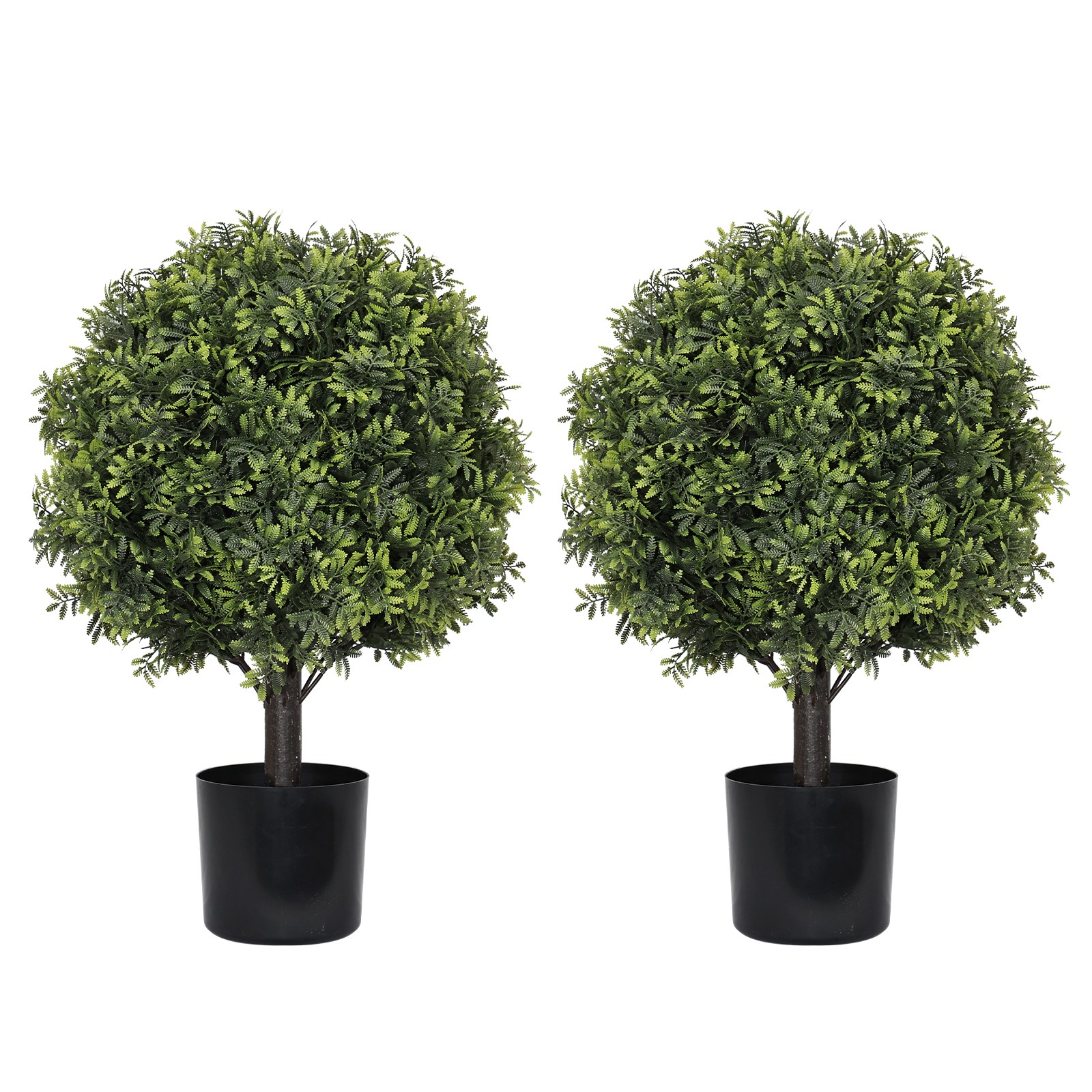 22″ Artificial Topiary Boxwood Ball Trees, 2-Piece Set, Green
