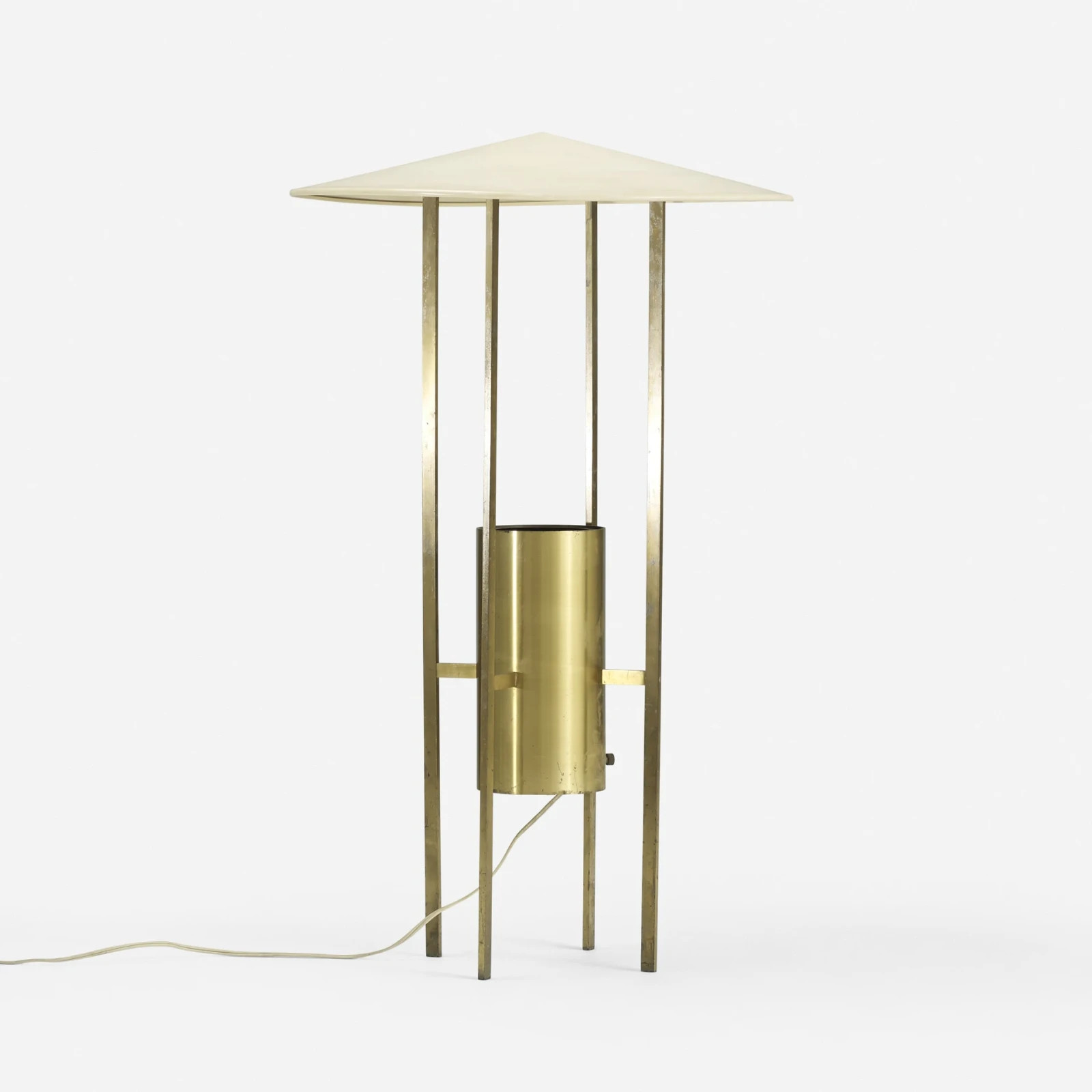 Mid-Century Modern Brass & White Floor Lamp – Architectural Designer Style
