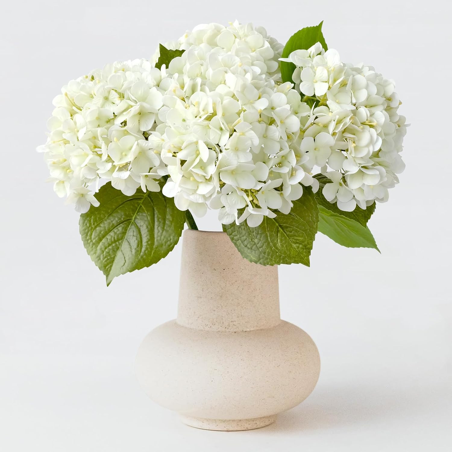 4PCS Real Touch White Hydrangea Faux Flowers for Home Decor & Events