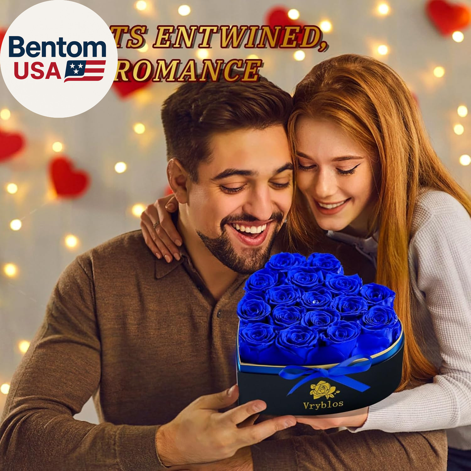 Forever Blue Roses in a Box Heart Shaped 16 Preserved Flowers for Delivery Grade