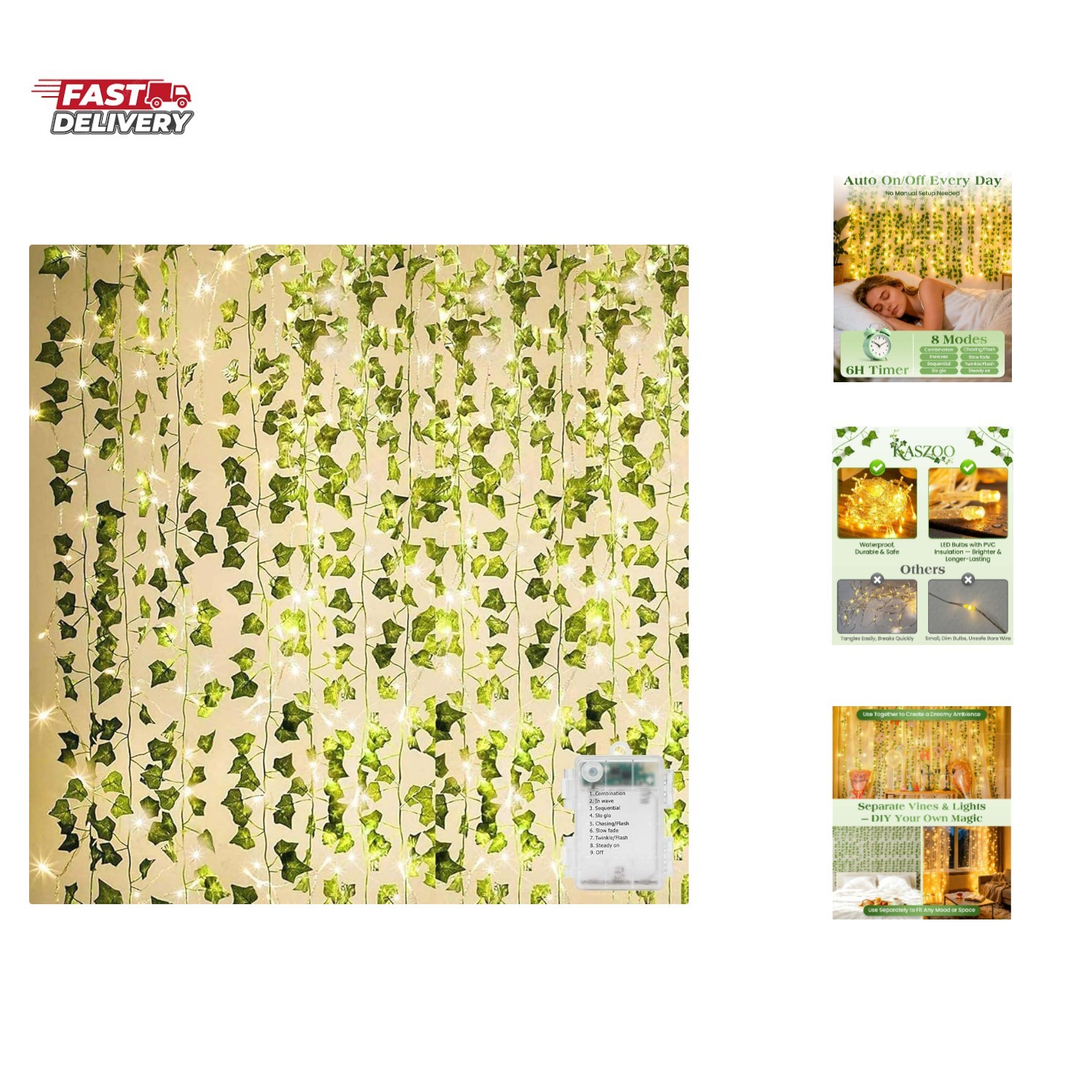 84Ft 12 Pack Artificial Ivy Garland Fake Plants, Vine Hanging Garland with C…