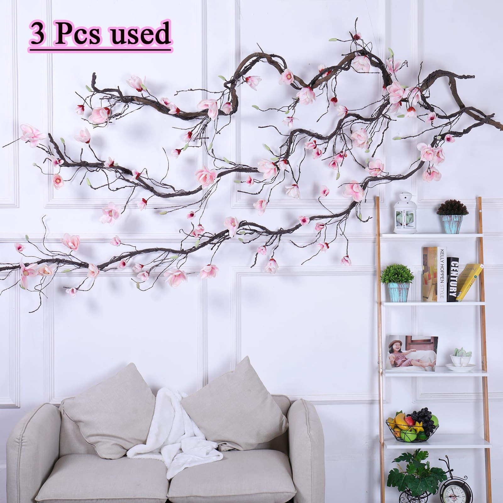 118 inch Artificial Magnolia Orchid Flowers Ivy Vines Garland Fake Tree Branc…