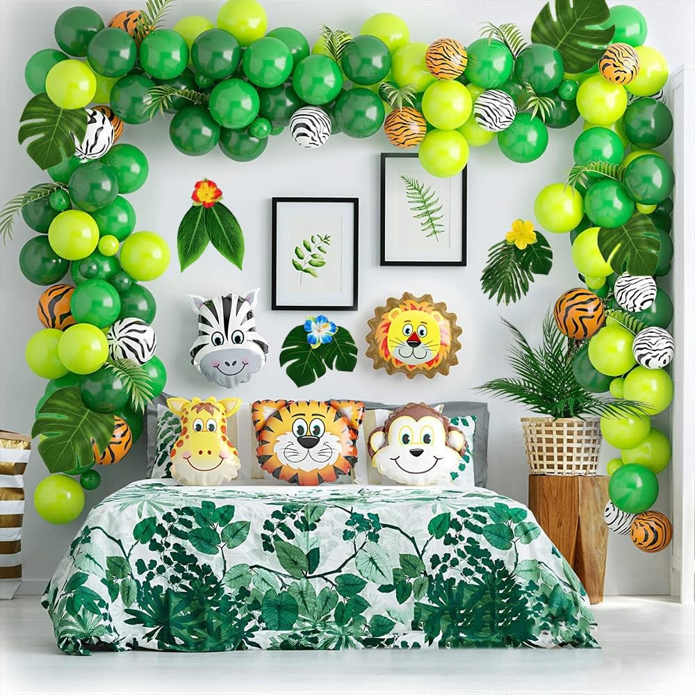 105Pack Artificial Palm Leaves Hibiscus Flowers Tropical Party Decorations Su…